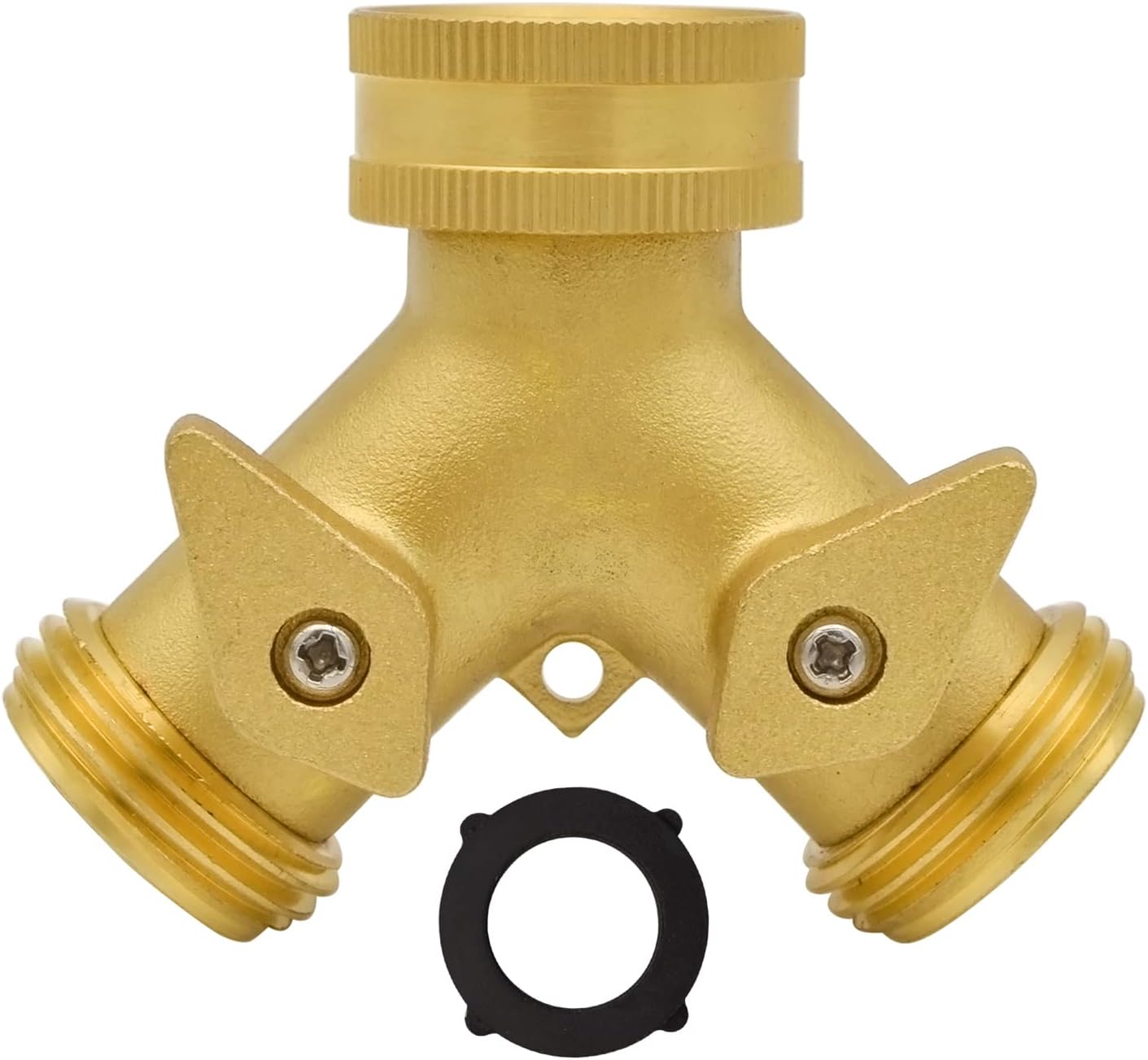 HYDRO MASTER Two Way Garden Hose Splitter, Brass Garden