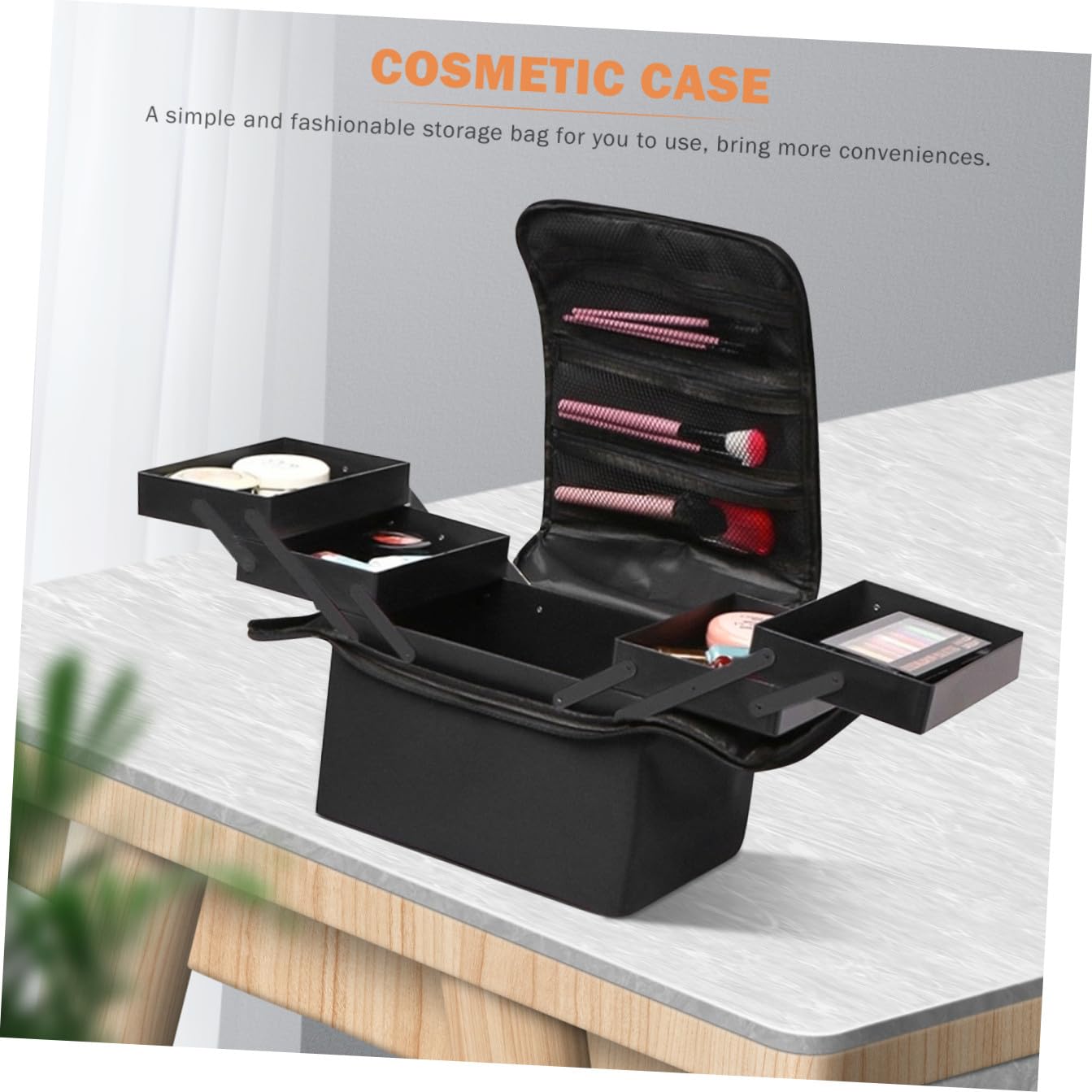 BESTYASH Borsa Porta Trucchi Strati Custodia Per Cosmetici Tracolla e Manico Rinforzato Resistent Acqua Usura Grande Capacità Per Riporre Prodotti Per Trucco e Oggetti Personali