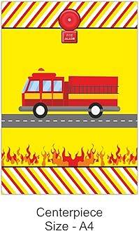 PRETTY UR PARTY Fire Truck Party Decorations Kit - 80 Pcs Includes Banner,Balloons,Thank You,Centerpiece,Danglers,Fire Truck Birthday Party Supplies,Birthday Party Decor,Birthday Banner For Boys Kids