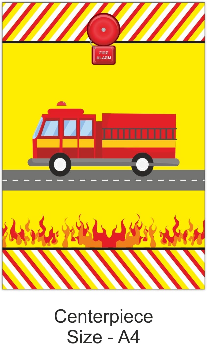 - PRETTY UR PARTY Fire Truck Party Decorations Kit - 80 Pcs Includes Banner,Balloons,Thank You,Centerpiece,Danglers,Fire Truck Birthday Party Supplies,Birthday Party Decor,Birthday Banner For Boys Kids