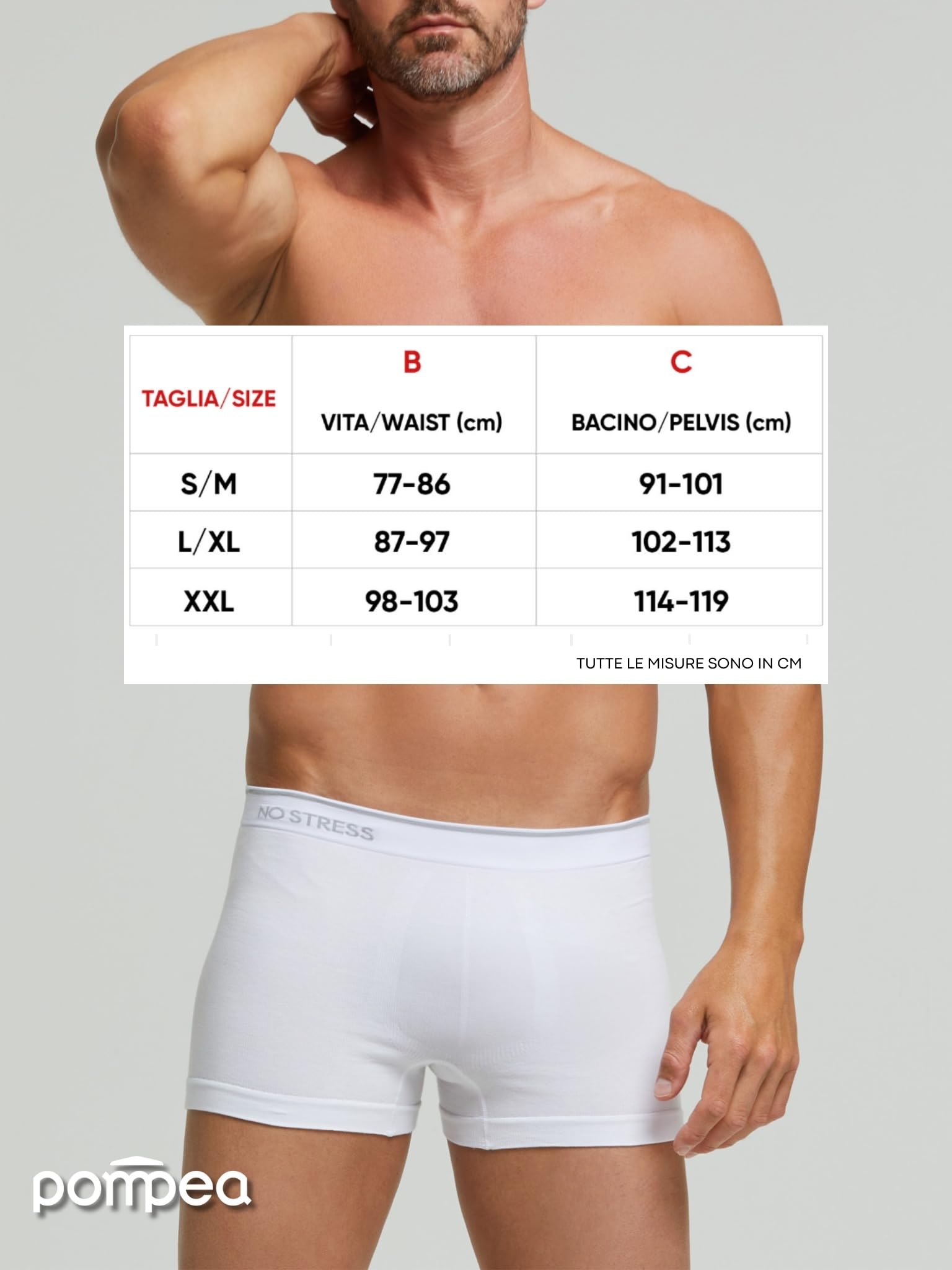 POMPEA 3 Pezzi Boxer Uomo in Cotone Elasticizzato Seamless, Mutande con Cinturino Elastico Logato