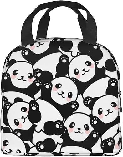 Miniatura 3 de Lindas bolsas de almuerzo con diseño de panda de dibujos animados para mujeres y hombres, bolsa de almuerzo aislada para el trabajo, oficina,