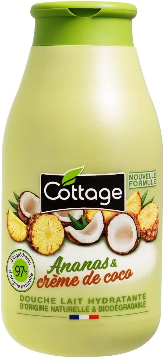 Cottage Pineapple and Coconut Creamy Shower Milk Body Wash with Natural Ingredients, Vitamin E & C for Softer, Smoother & Moisturising Skin | pH Neutral Body Cleanser Shower gel for Women, 250ml