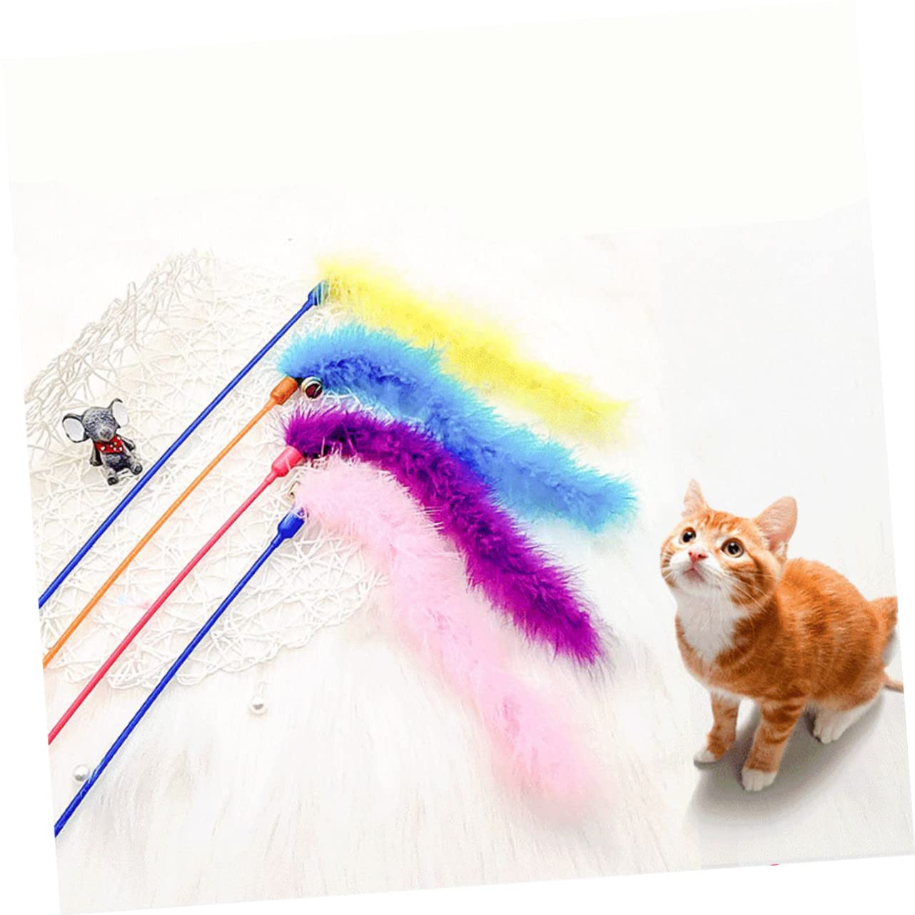 Kisangel 18stücke Bunte Katzenangel Mit Federn Interaktives Katzenspielzeug Spiel Und Für Katzen Und Kätzchen Stärkt Die Bindung