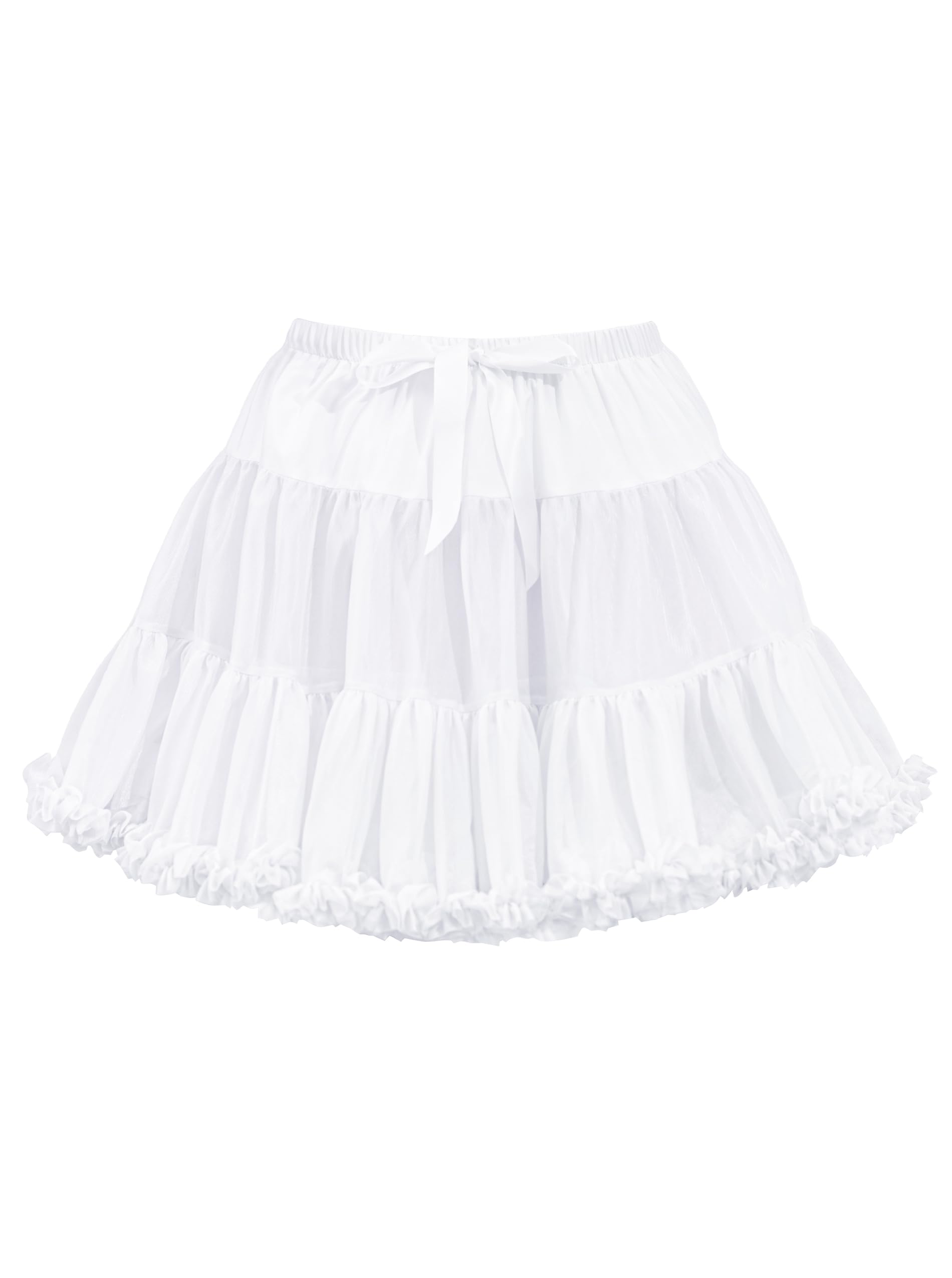 Wikoan Damen Petticoat Tüllrock Kurz Unterrock Tutu Reifrock Underskirt Kostüm Crinoline für Party Rockabilly Petticoat Kleid Abend Brautkleid Cosplay Rock