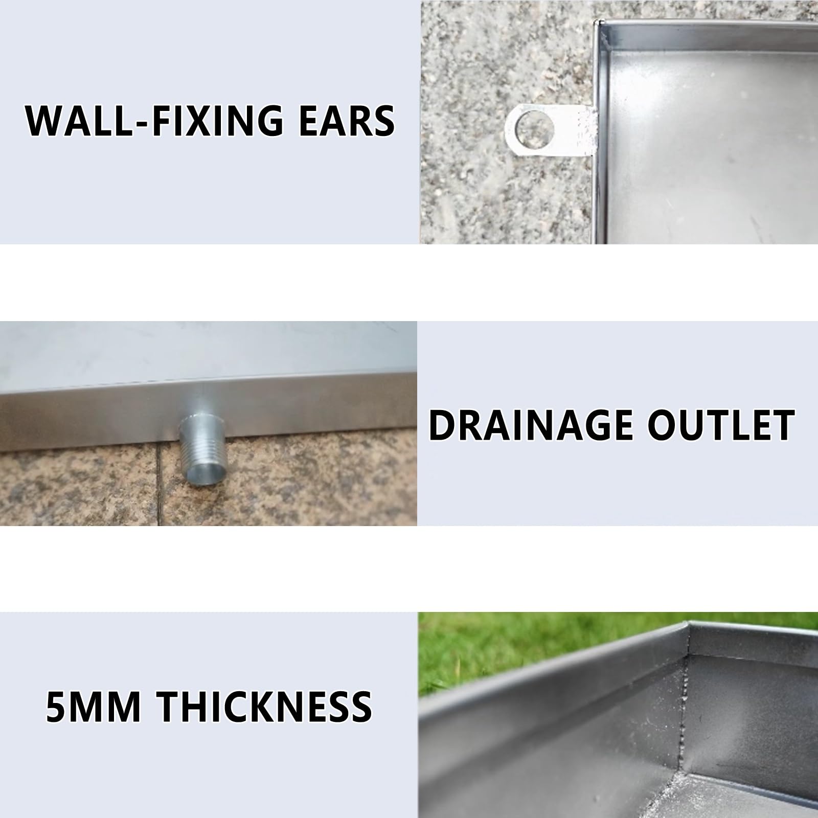 Große Auffangwanne aus Edelstahl Automatische Ölauffangwanne Waschmaschinenwanne Ideal for Innen und Außengeräte Wasserauffang und Ablauf(30x90cm(12x36in))