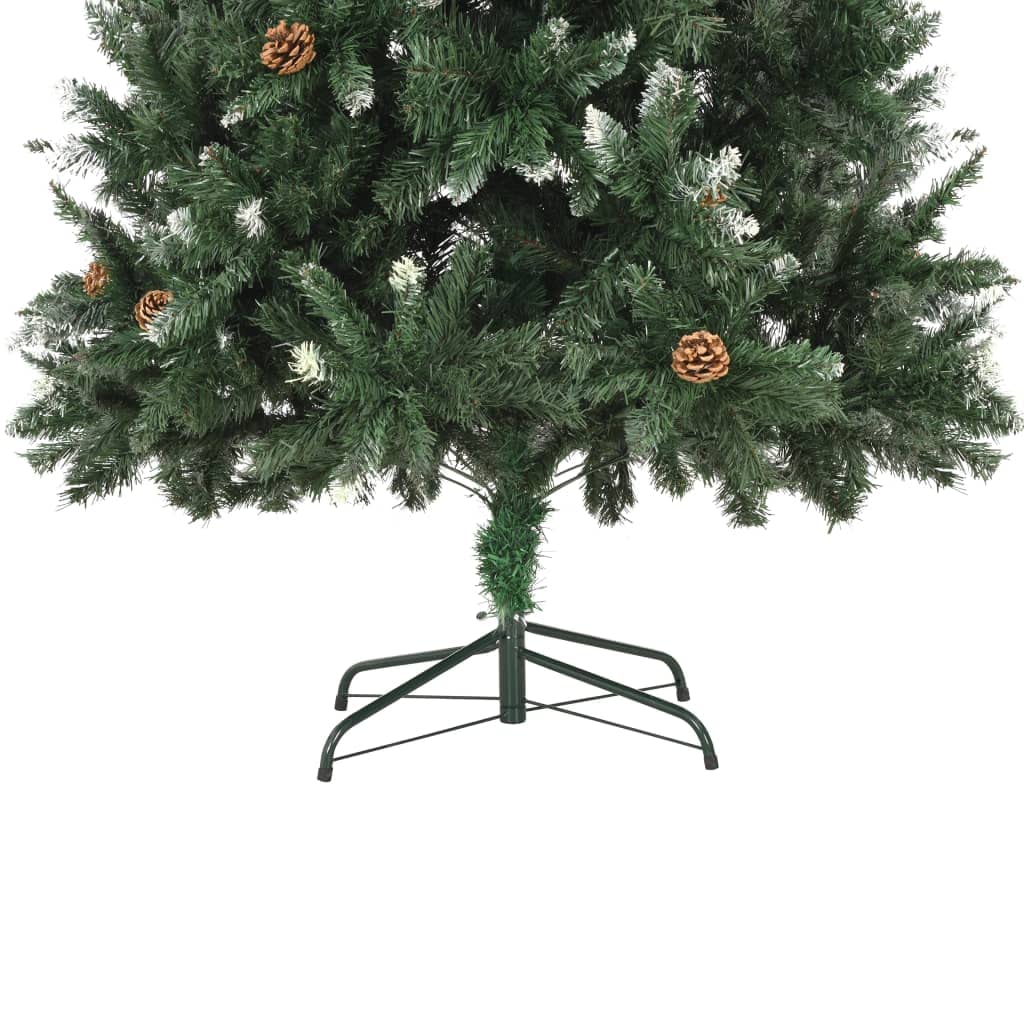 Sztuczna choinka sosna o wysokości 210 cm, biały brokat, 1060 gałązek, 36 szyszek sosnowych, materiał PCW, stabilny żelazny stojak, gęsta imitacja choinki do salonu, na balkon