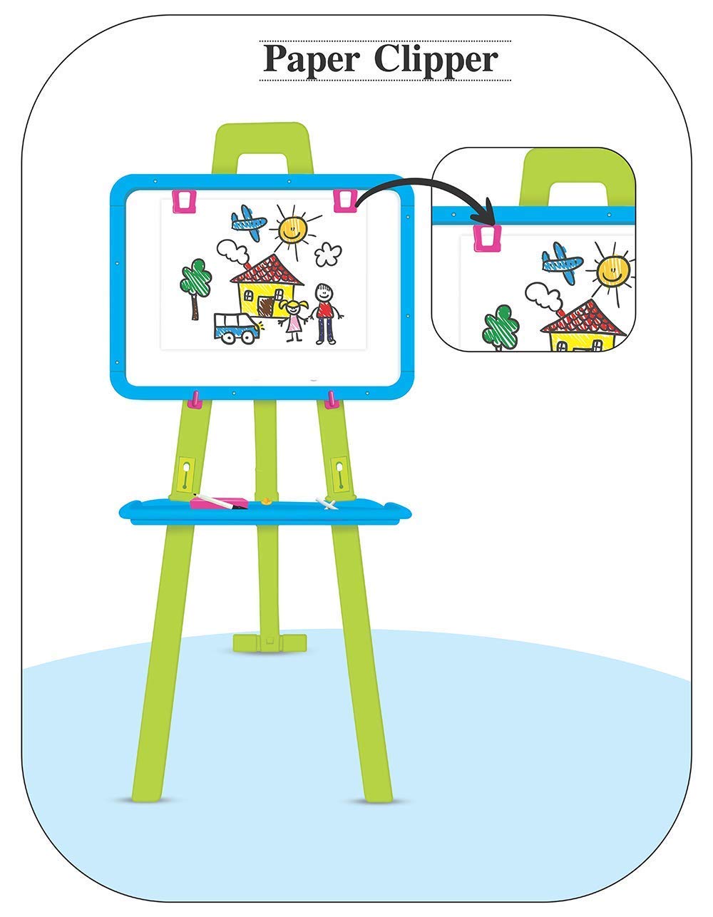 LONGMIRE Magnetic Writing Activity Board for Kids with Stand White Board Black Board for Boys Girls Board for Home Kids School with Plastic Frame Made in India (8 in 1 Easel Board) - Image 2 thumbnail
