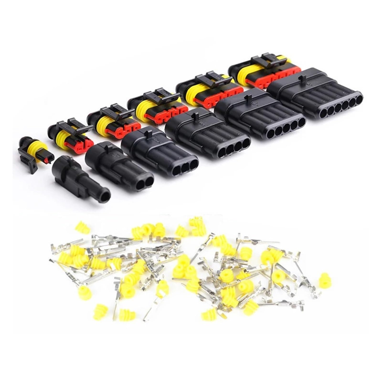 Conector automotriz impermeable de 2 pines, enchufe HID de 1/2/3/4/5/6 pines, macho y hembra for motocicleta y coche(4Pin,10sets)