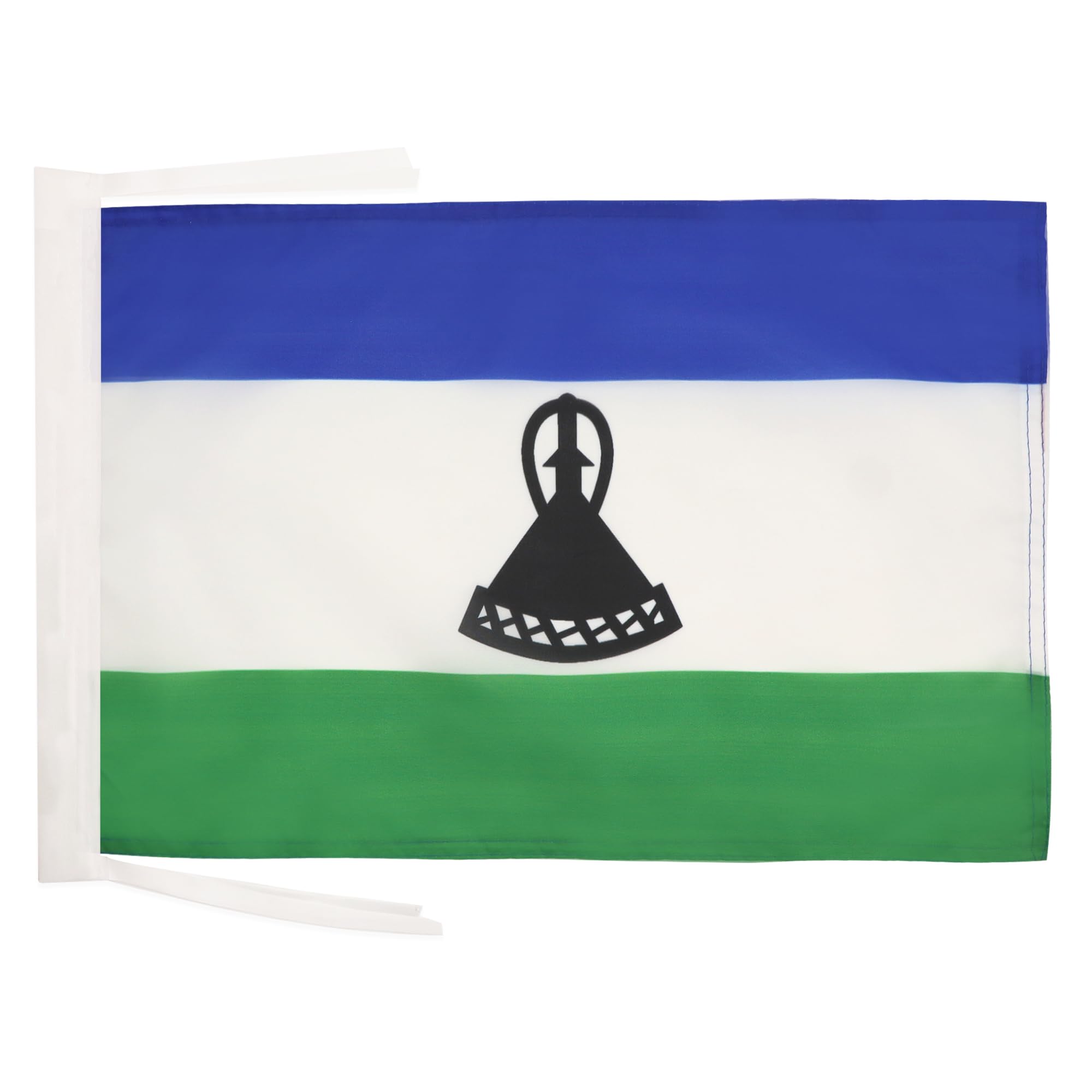 AZ FLAG - Lesotho Flag - 18'' x 12'' - 100% Polyester Mosotho โ Basotho Small Banner with Two Cords - Fade Resistant - Vivid Colors - 18x12 in - 45x30 Cm โ image 1
