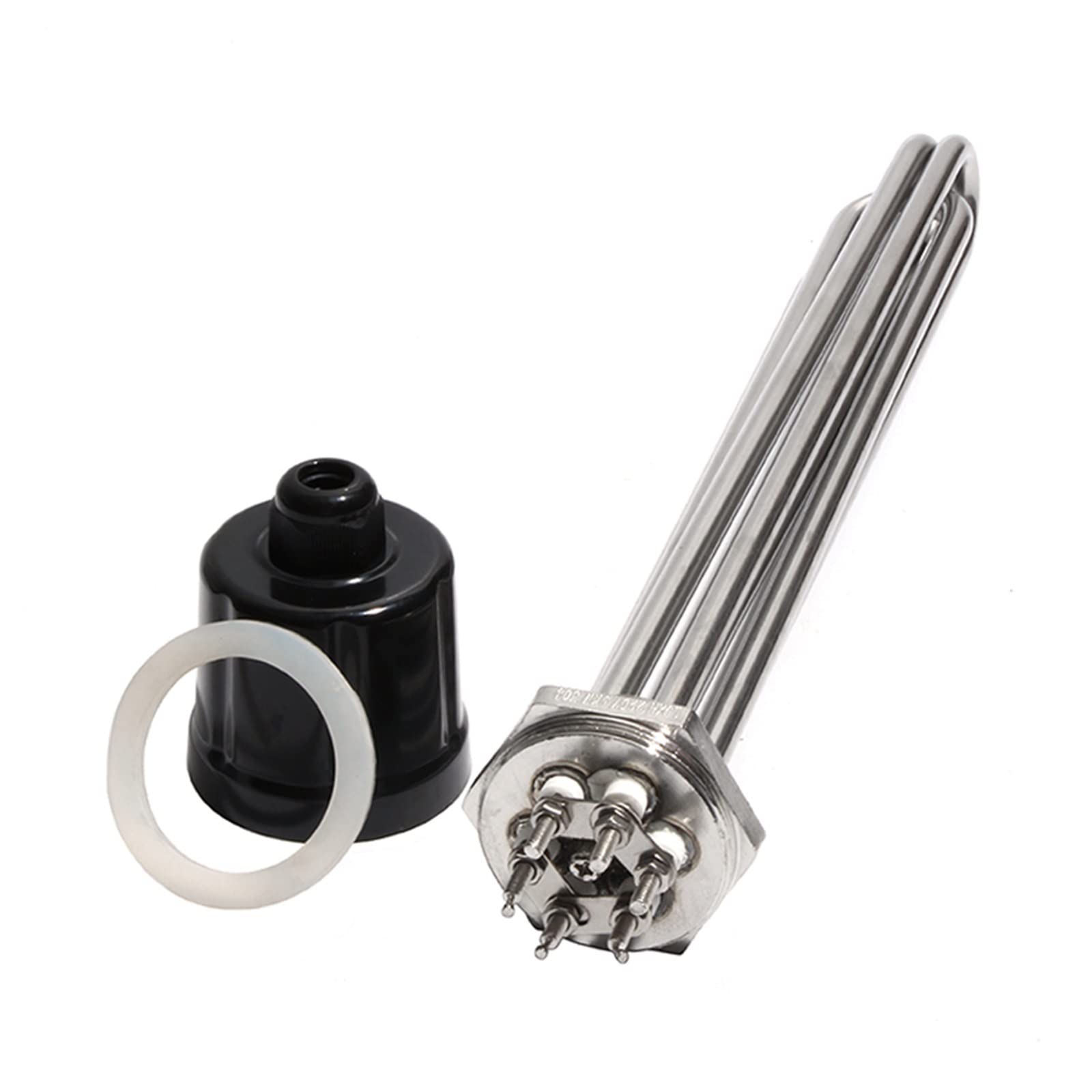 DHVIJA 1 1/2" BSP/DN40 All 304SUS Tubular Immersion Heater With Grounding Screw 220V/380V Heating Element For Water/Oil joyous (Size : 220V, Color : 6KW 250mm 304SUS)