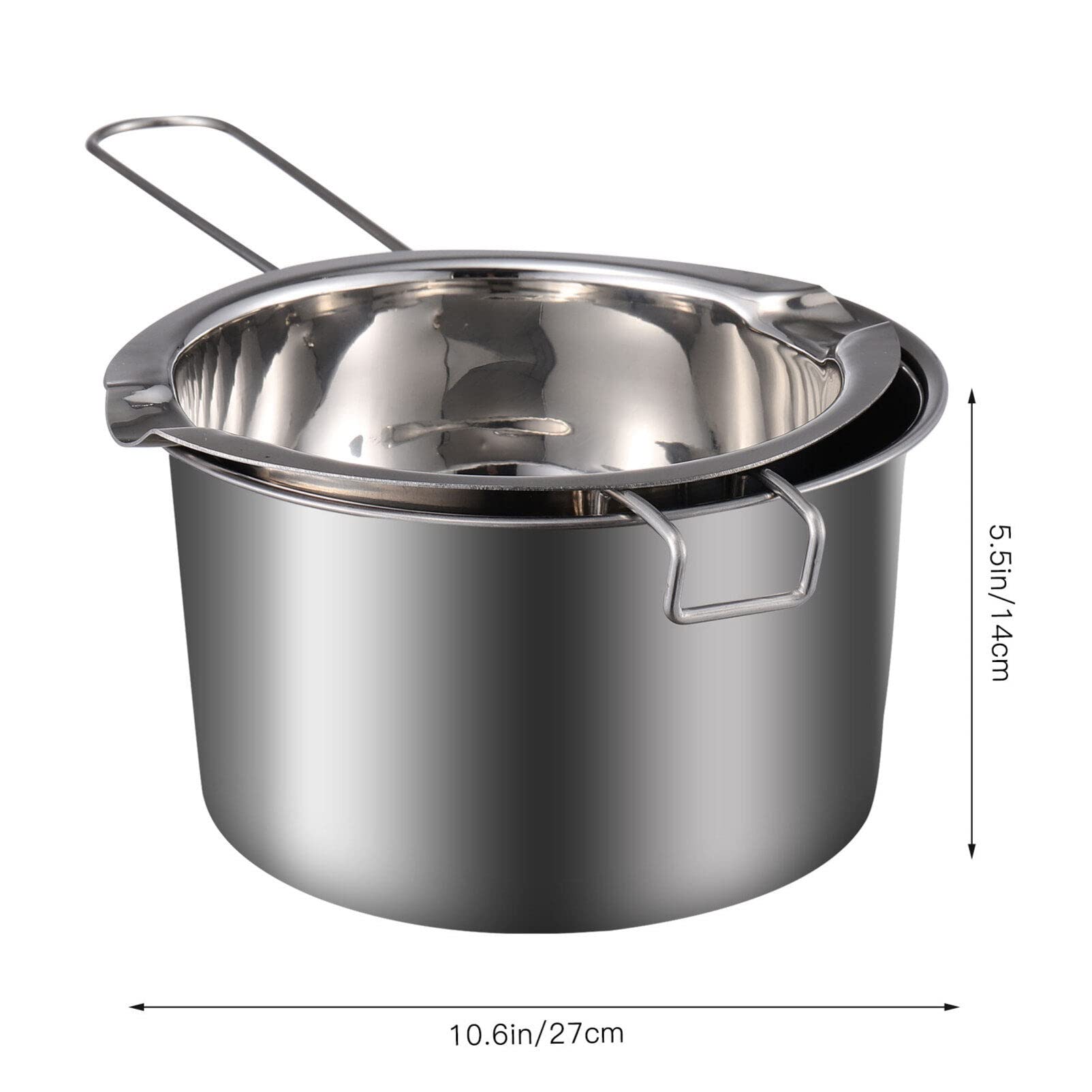 Luxshiny Stainless Steel Double Boiler Pot - Chocolate Melting Pot with Long Handle, Double Boilers for Stove Top Melt Chocolate, Butter, Candy and Candle