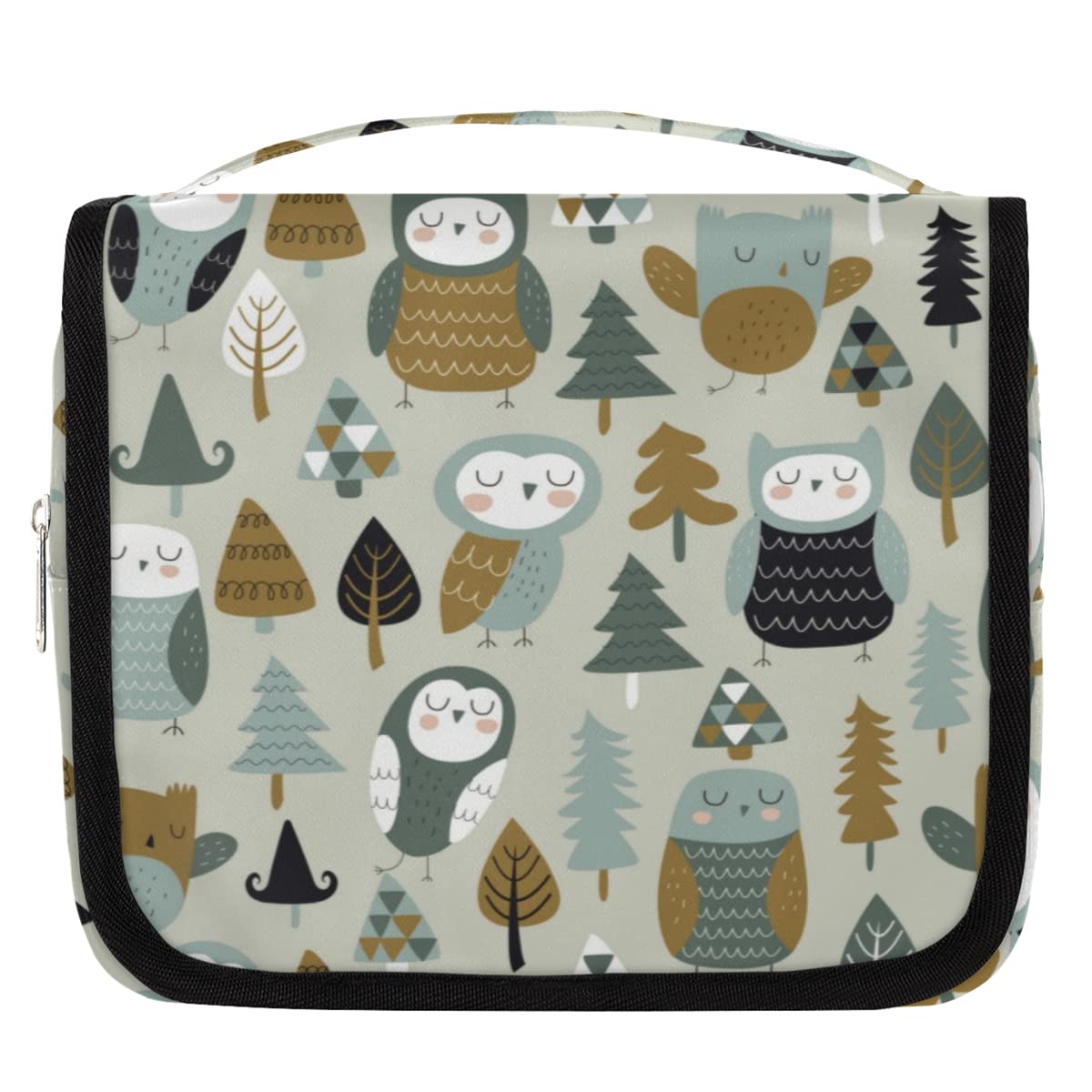Sowa ptak podróżna kosmetyczka kreskówka sowa torba do mycia torba unisex wiszące przybory toaletowe kosmetyczne organizer do makijażu, wielobarwny, Jeden rozmiar