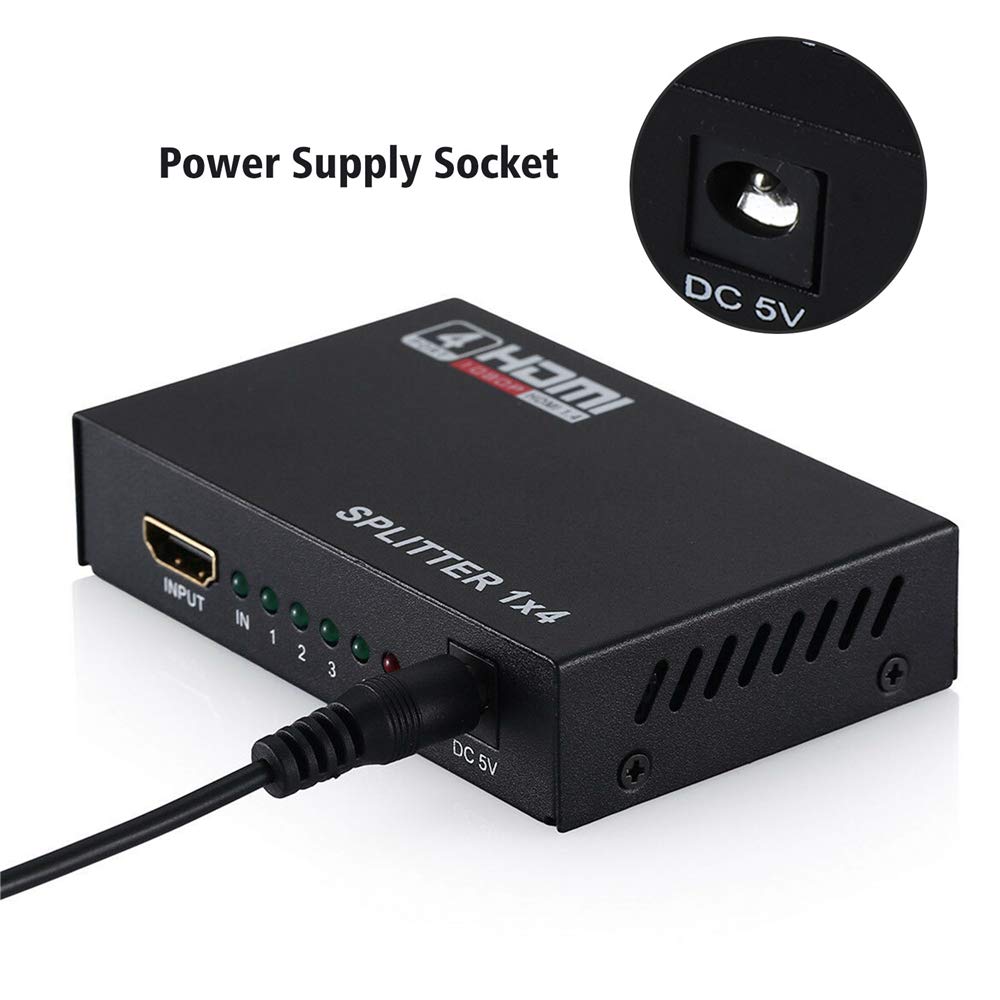 Répartiteur HDMI 1 Entrée 4 Sorties - 4K 30Hz 1080P - Pour PS4, Xbox, Moniteurs - Alimentation USB