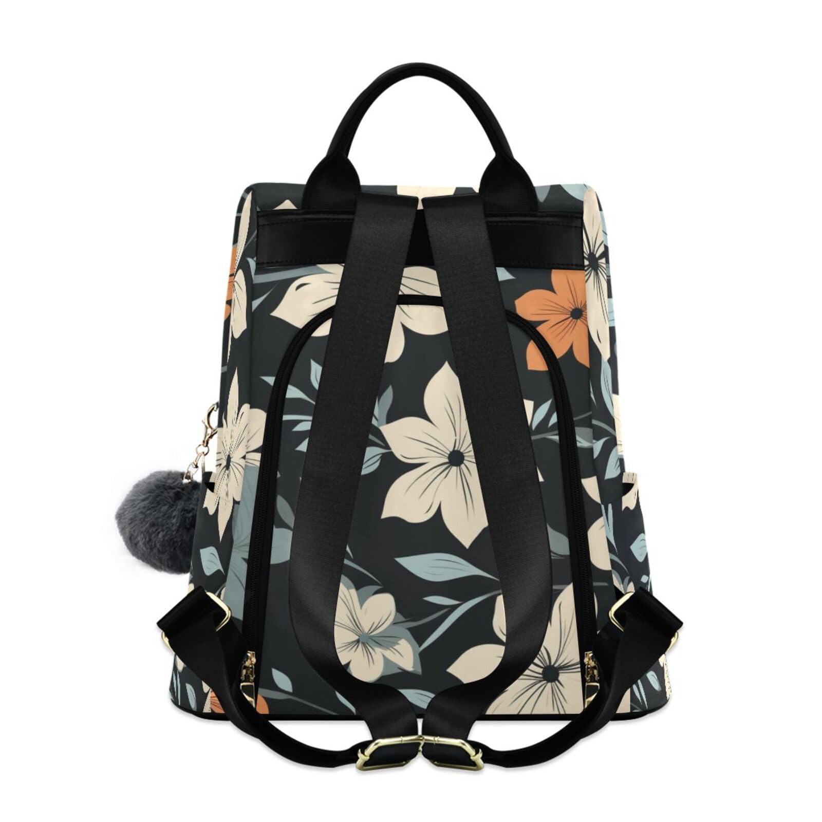 Retro Leaves Flowers Backpack for Women Anti Theft Large Fashion Travel Shoulder Bag Purse Rucksack Lightweight