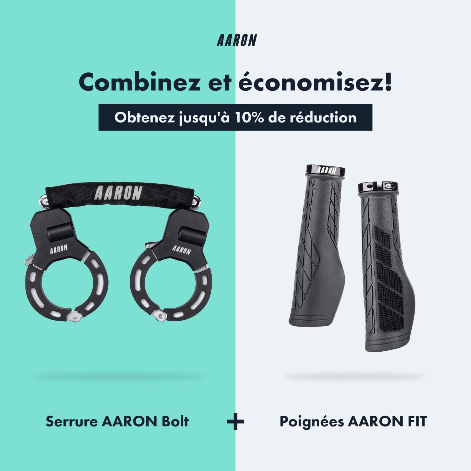 AARON Antivol à menottes pour scooter électrique - Design haute sécurité - Antivol de vélo flexible avec chaîne en acier - Robuste et protection contre les rayures (noir)
