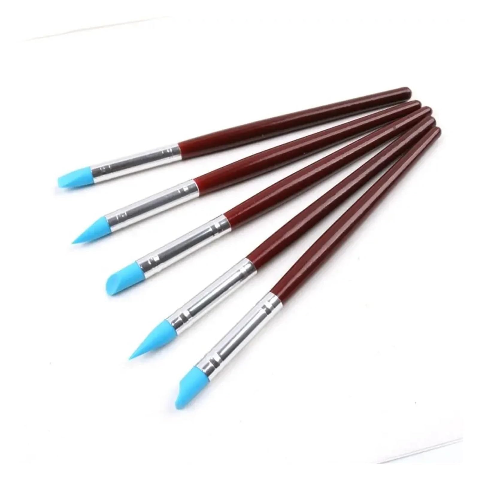 5Pcs Clay Carving Pen Eraser Wooden Handle Rubber Tip Brushes Multiple Heads Sculpture Tools
