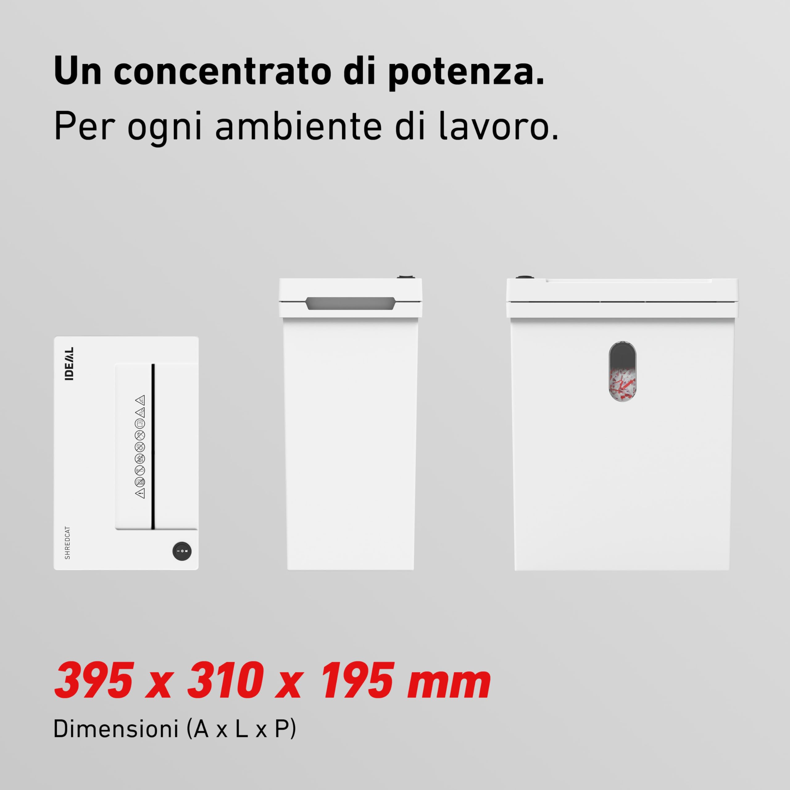IDEAL Shredcat 8100, Distruggidocumenti, Tritadocumenti di Alta Qualità, Silenziosi e Affidabili, Conformi al GDPR (8-10 fogli) | Capacità serbatoio 20 l, 5 x 30 mm