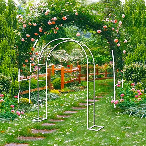 Rosenbogen Stabil Torbogen,Gartenbogen Metall ,Torbogen Rankhilfe für Kletterpflanzen, wetterfest und stabil, Hochzeitsfeier, Hof, Eingangsdekoration ( Color : Wit , Size : 180x220x40CM ) Cover