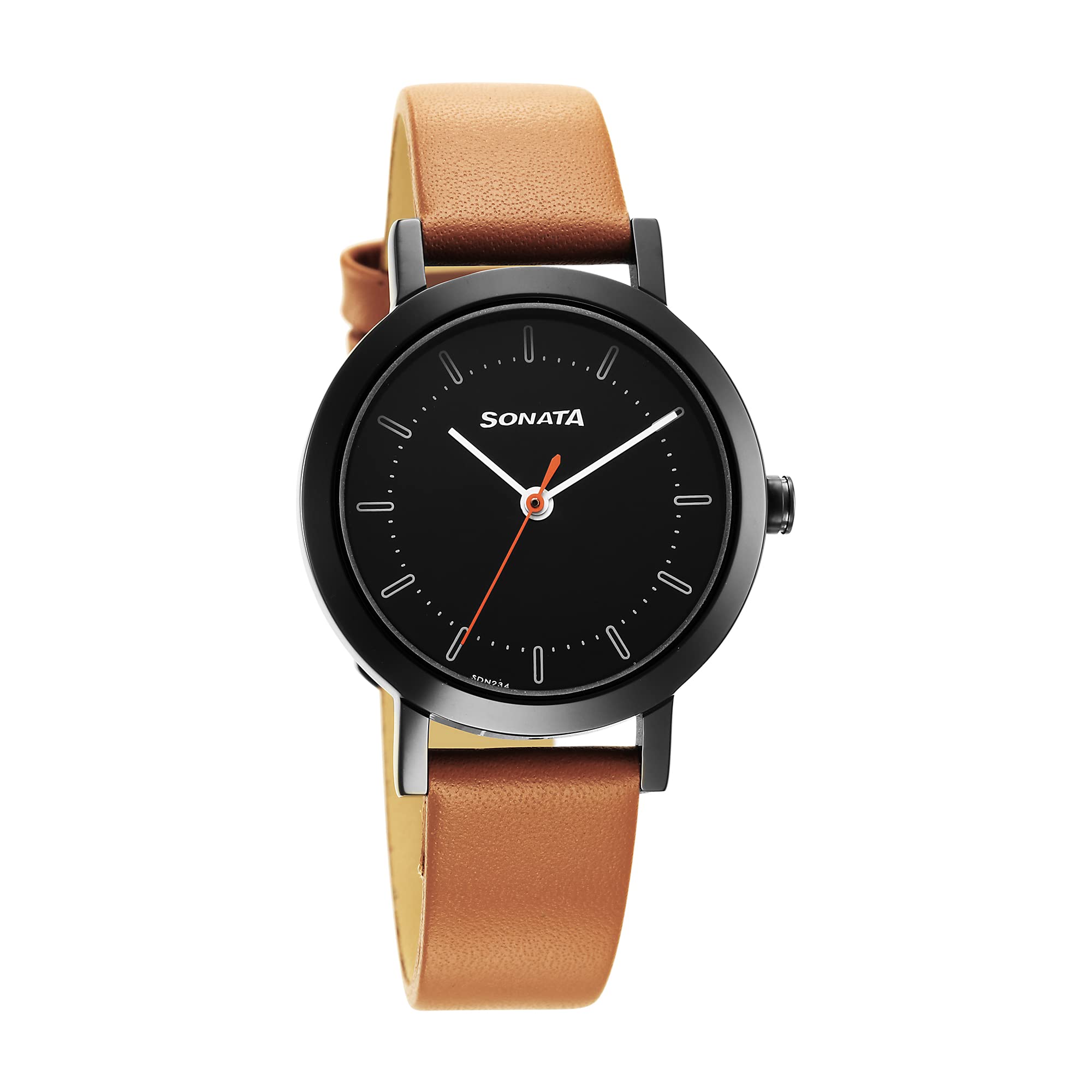Sonata Essentials Black Dial Leather Strap Watch for Women-NS8174NL03 (B0BLH4JRVJ) Amazon Price History, Amazon Price Tracker