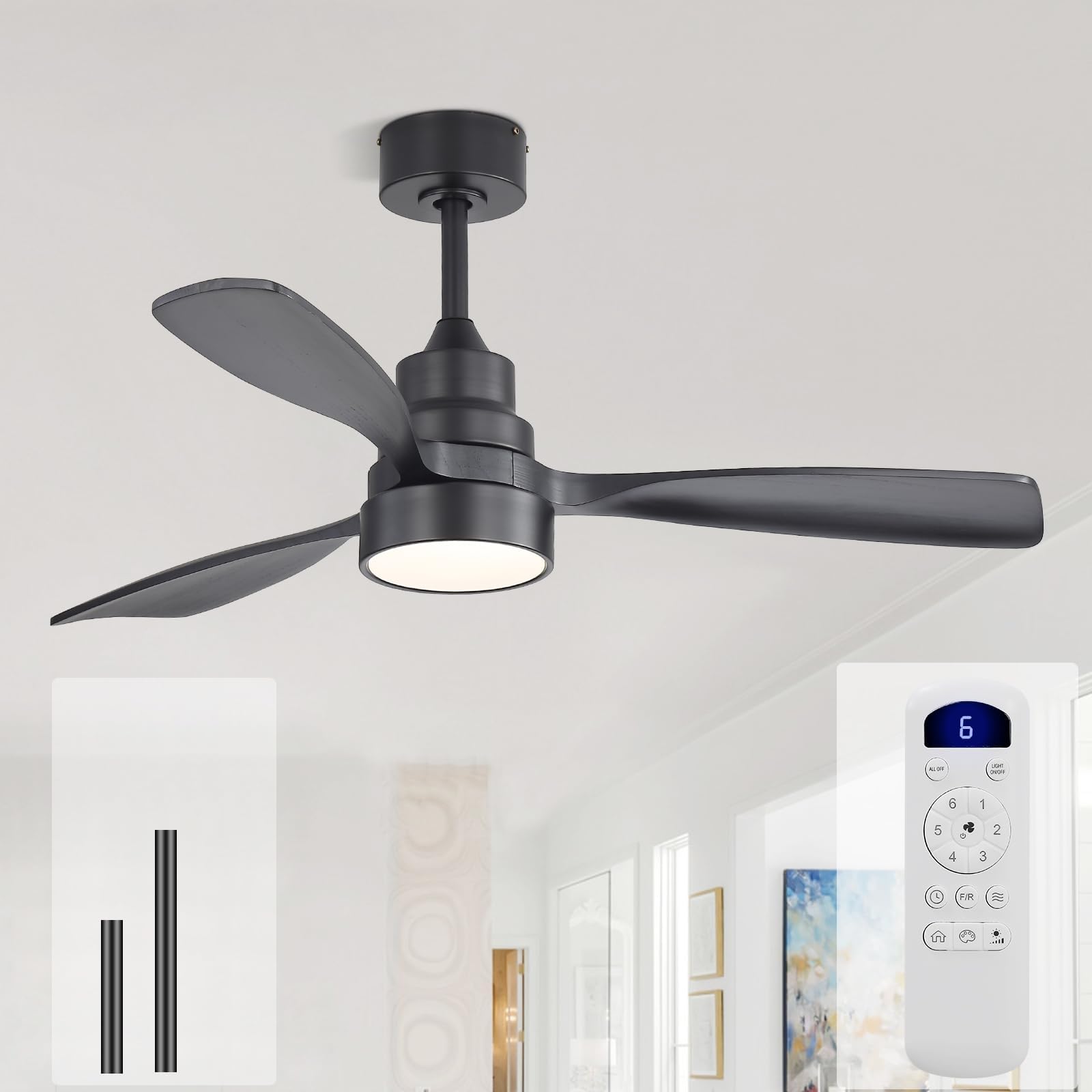 Sofucor 52" Wood Ceiling Fan with Lights & Remote -16
