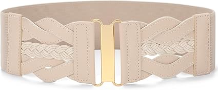 SANSTHS Vintage Stretchy Belt for Women, Womens Wide Elastic Belts for Dresses Coats, Fashion Womens Belts with Gold Buckle