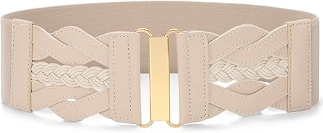 SANSTHS Vintage Stretchy Belt for Women, Womens Wide Elastic Belts for Dresses Coats, Fashion Womens Belts with Gold Buckle