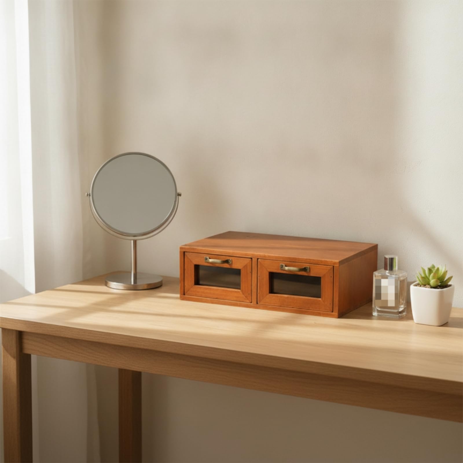 Organizzatore da Scrivania con Cassetti Multifunzionale Organizer da Scrivania con Cassetto Versatile Rialzo per Studio , Due Cassetti Con Finestra E Divisorio Superiore