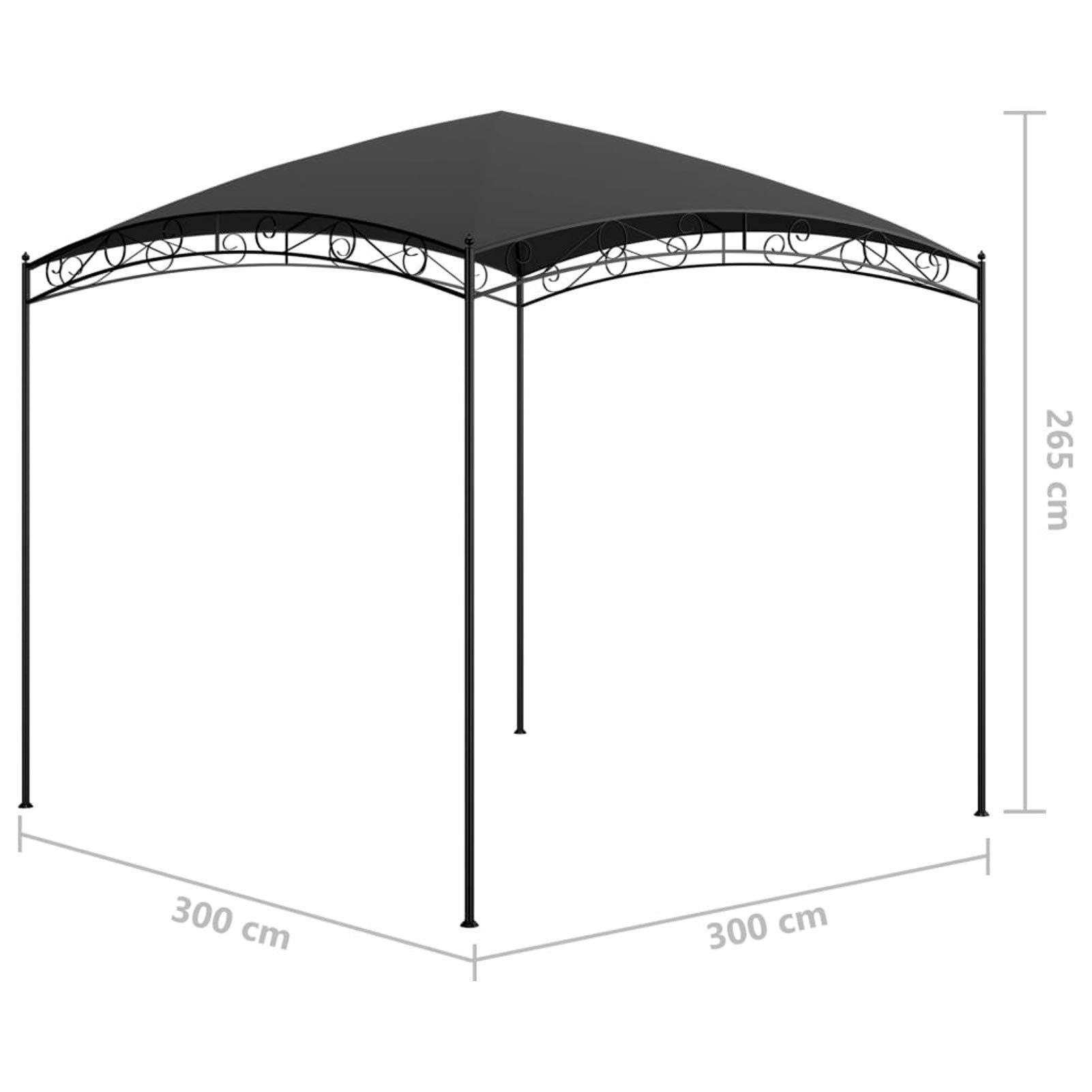 Padiglione da Giardino con Struttura in Acciaio, Padiglione per Il Tempo Libero all'aperto, Padiglione per riunioni di Famiglia 3 x 3 x 2,65 Metri Antracite