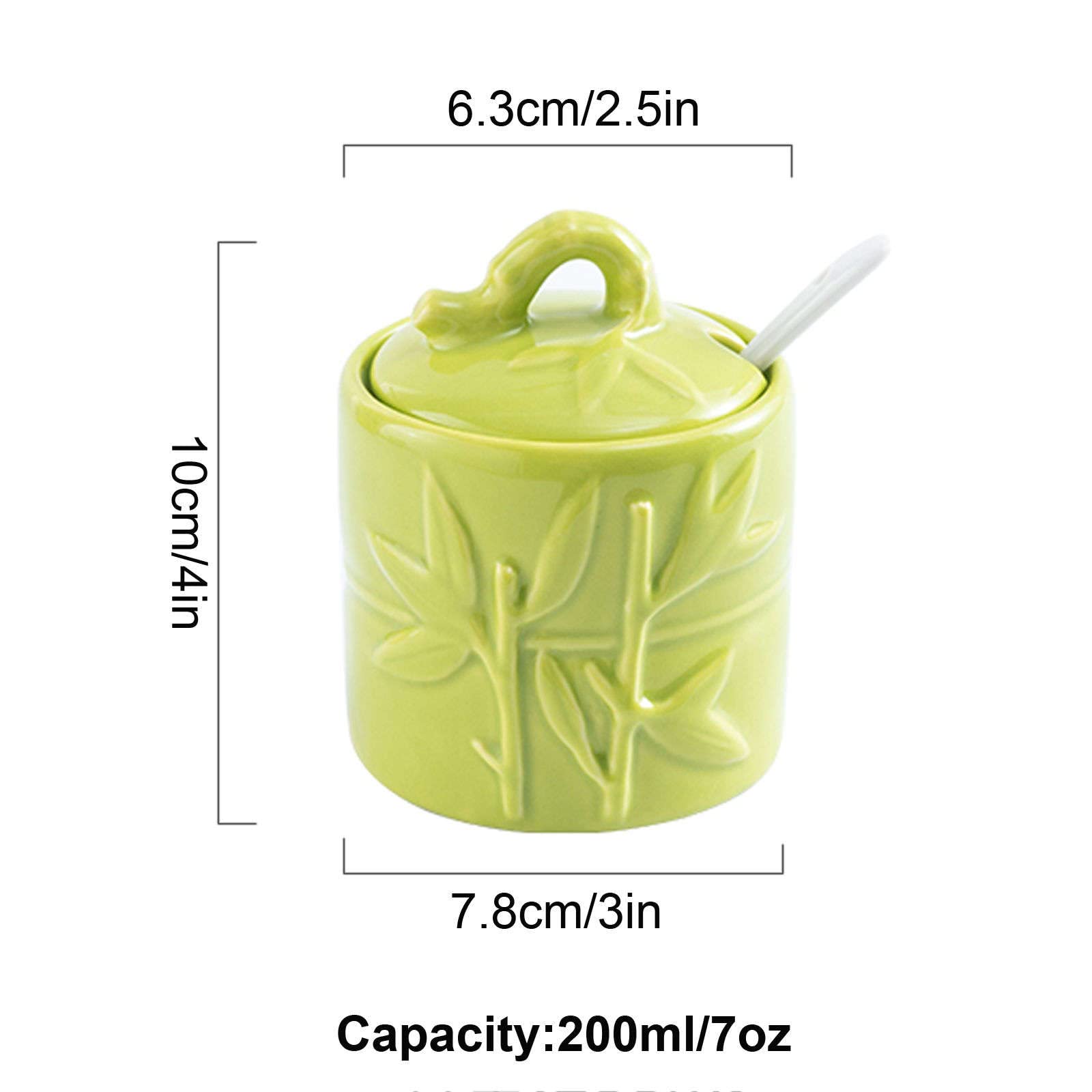pojemnik na cukier， Słoiki na przyprawy, chińska cukiernica z pokrywką, porcelanowa cukiernica, sól 200 ml/7 uncji,- -Pojedynczy 1 garnek