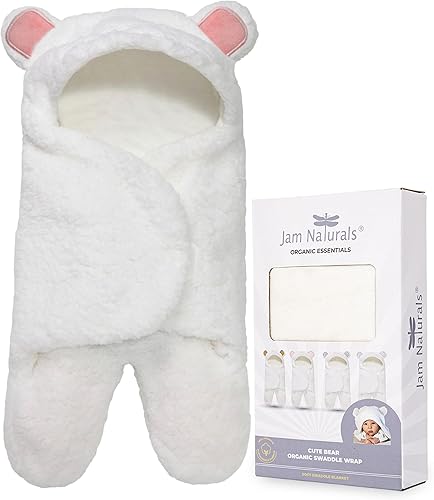 Jam Naturals - Linda manta en forma de osito para envolver al bebé recién nacido, para niños y niñas.