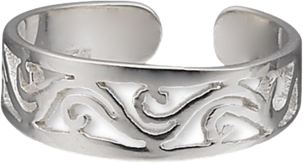 Toe Ring Wave Filigree Design Sterling Silver