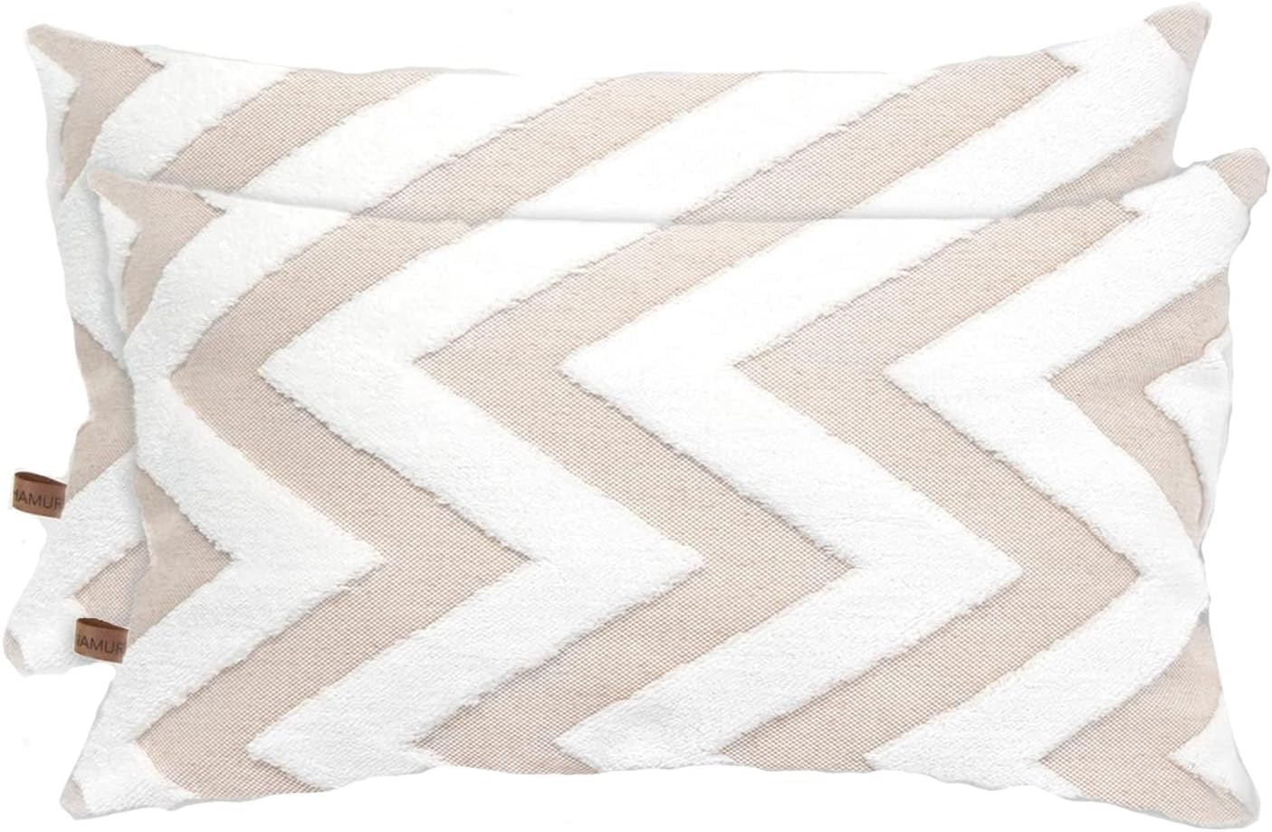 HAMUR HOME – Set Di 2 Federe Per Cuscini Quadrate 55x55 Cm Effetto Punch Beige – Decorazione Divano
