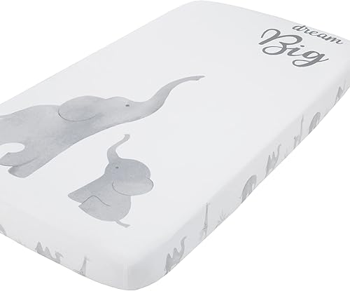 NoJo Sábana bajera de cuna con diseño de tribu de elefante, 100 % algodón, color gris y blanco