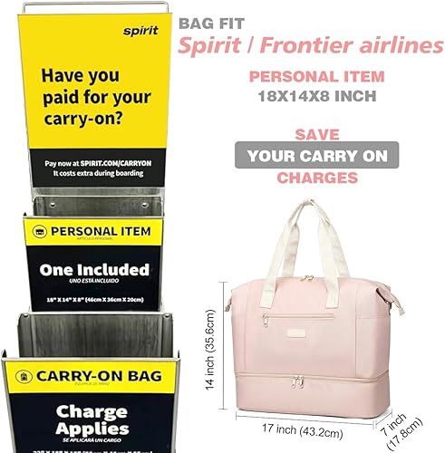 Miniatura 2 de Bolsas de fin de semana con compartimento para zapatos para mujeres de viaje Aprobado por aerolíneas, bolsa acolchada para llevar debajo del