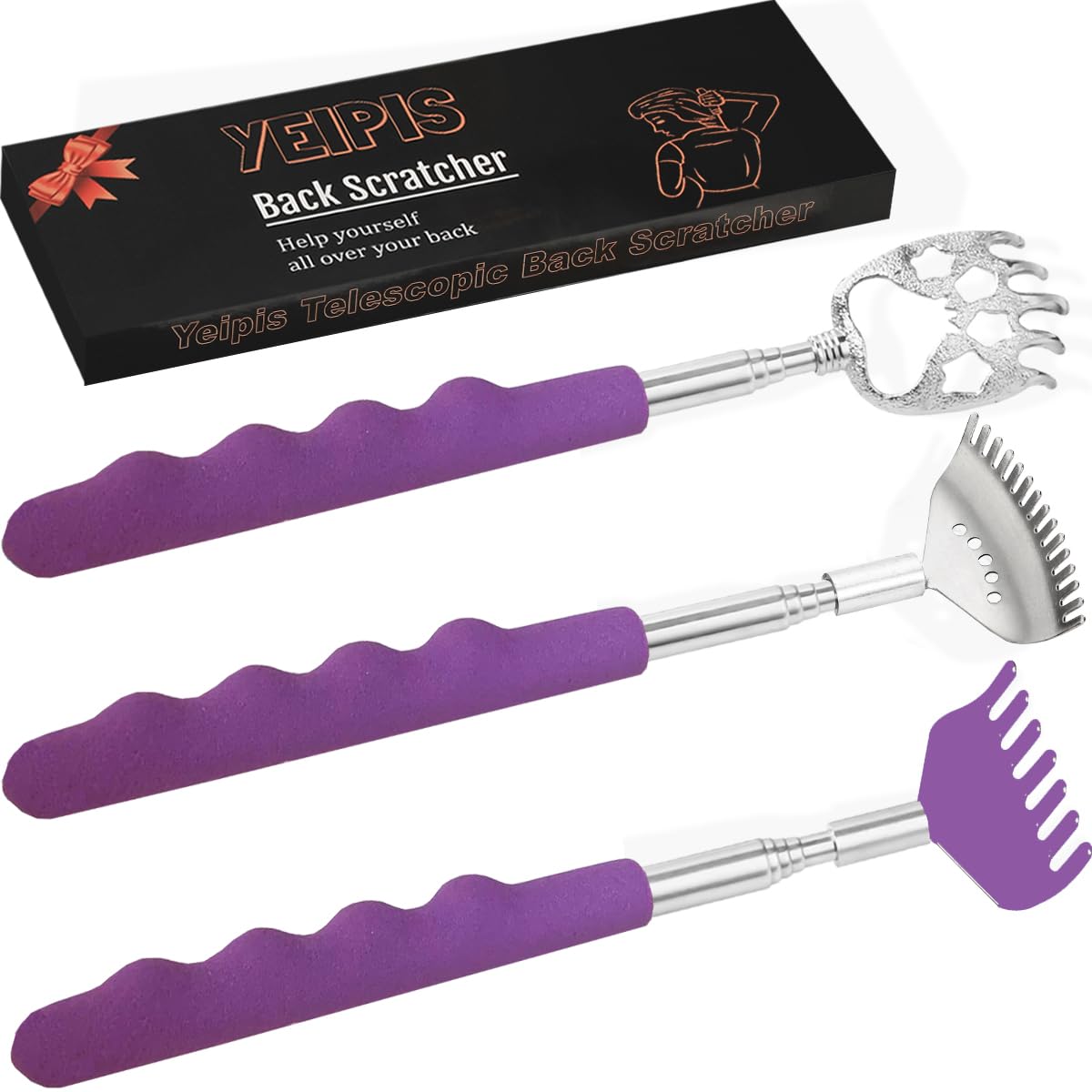 Amazon.com: Yeipis 3 Pack Different Back Scratcher Metal Portable