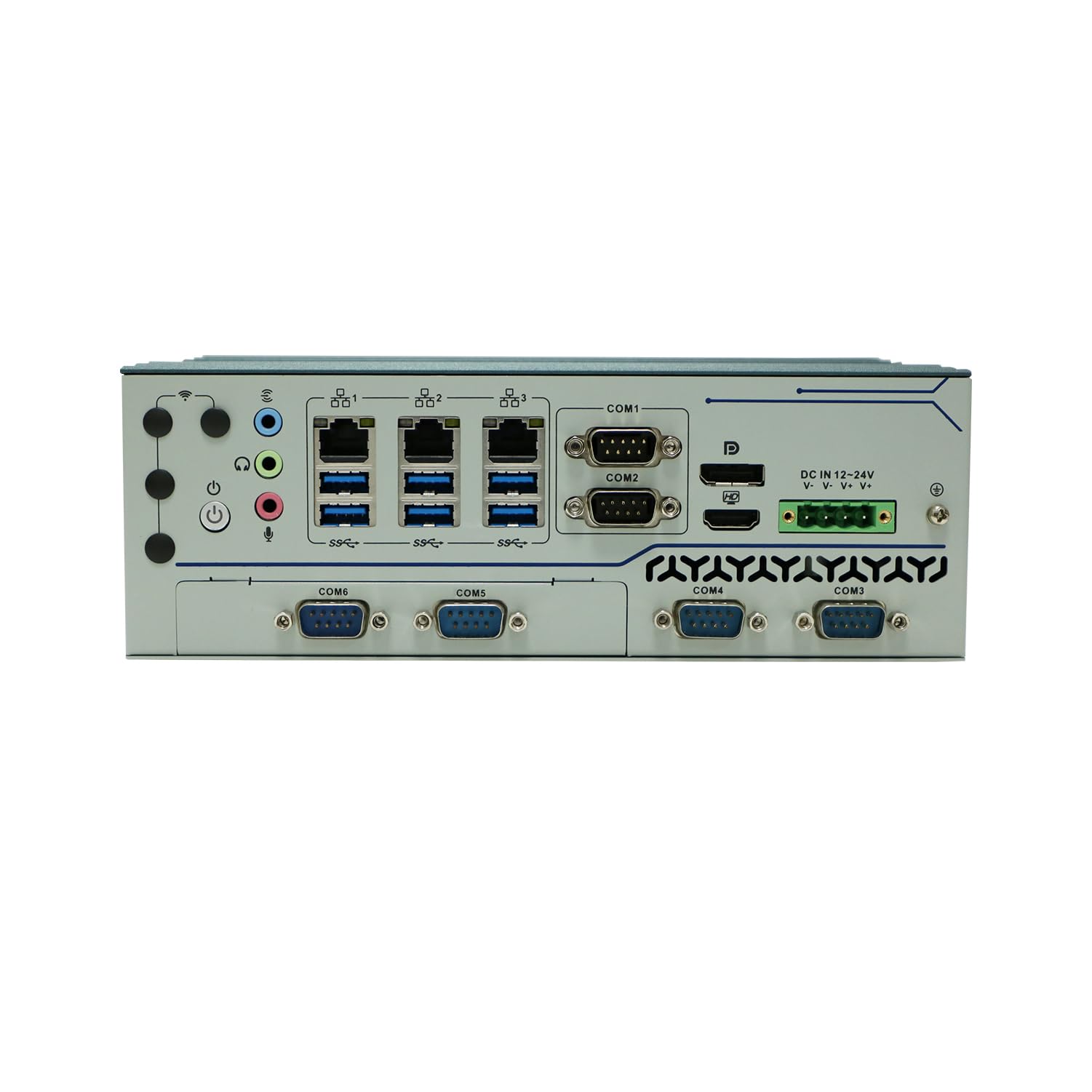 Industrial PC, Embedded Computer, I7 10700T, Windows 11 / Linux, IX14, TPM2.0, 3 x LAN, 6 x COM, DP, HDMI, 12-24V Phoenix Terminal, Support Watchdog, PXE, WOL, 16G RAM, 128G SSD