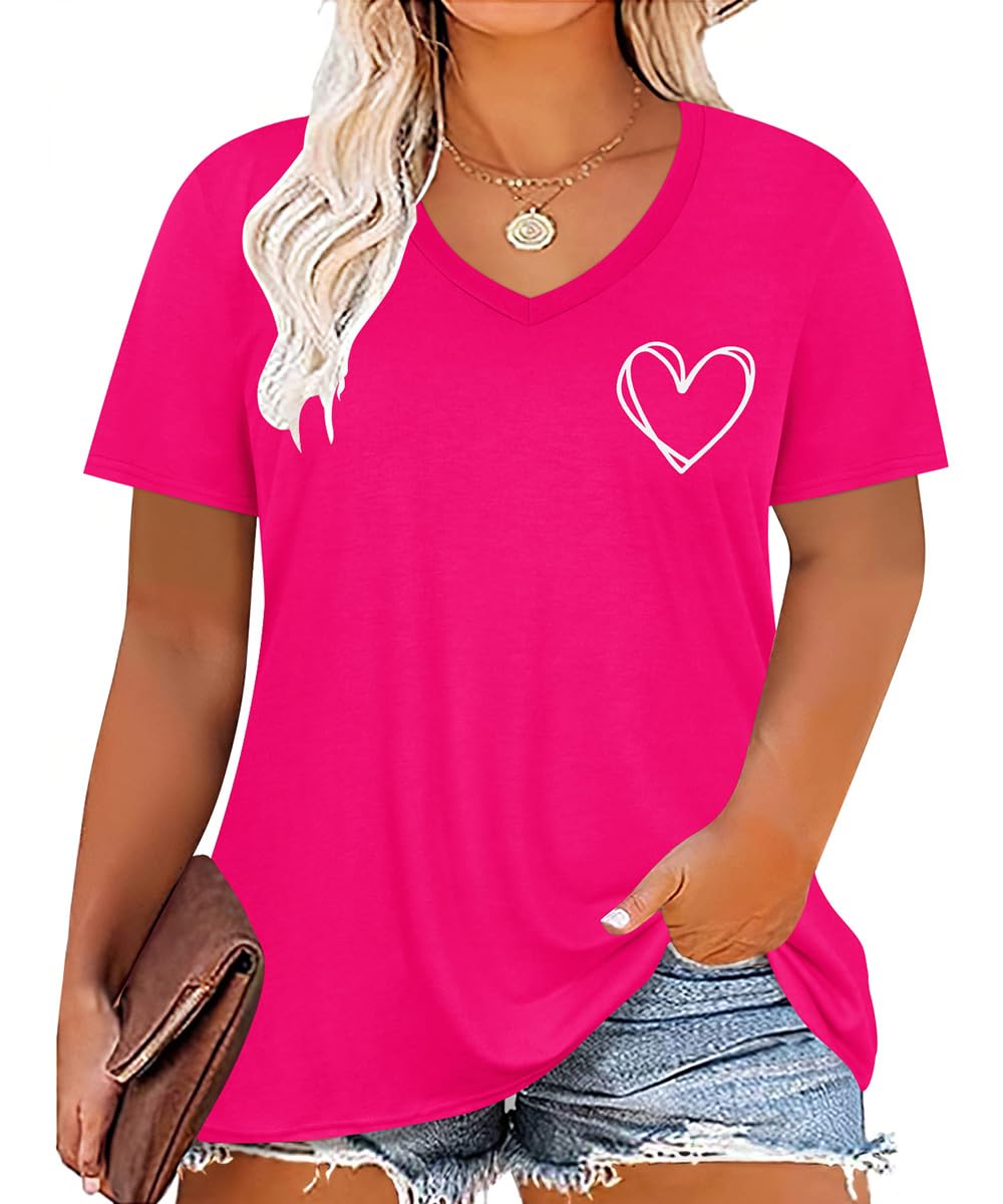 CARCOS Plus Size Tops for Women Short Sleeve Raglan Striped Tee Color Block Crewneck/V Neck Tunic Loose Fit Summer XL-5XL