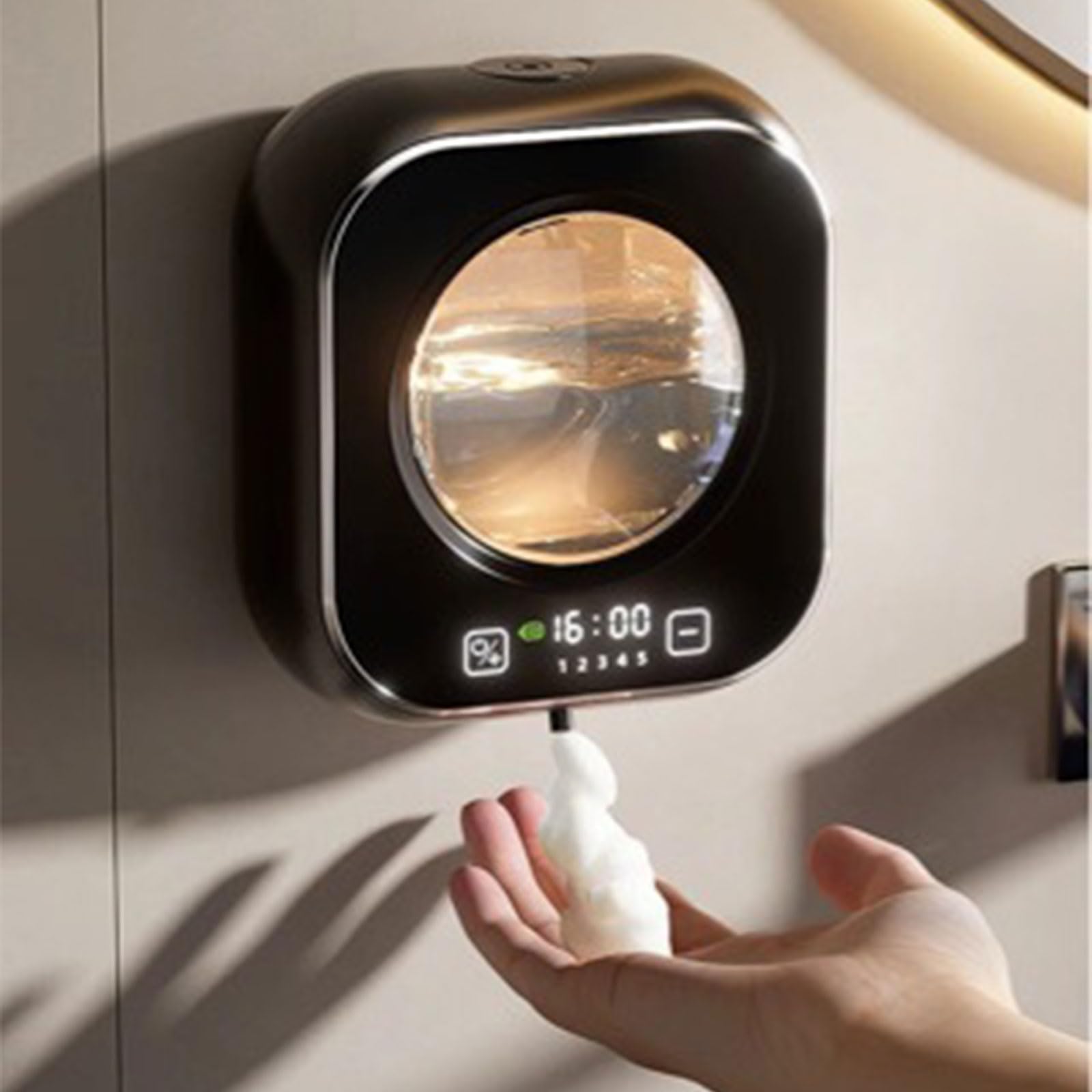 Generico Dispenser Sapone in Schiuma a Parete con Tecnologia a sensori Senza Contatto Portasapone Automatico per Bagno Cucina Dispenser liquidi per Aree pubbliche