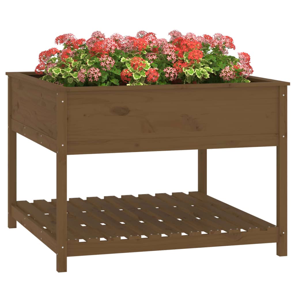 Jardinera para balcón con estante, color marrón miel, 111,5 x 111,5 x 81 cm, solución ideal para jardinería que ahorra espacio y plantas sanas