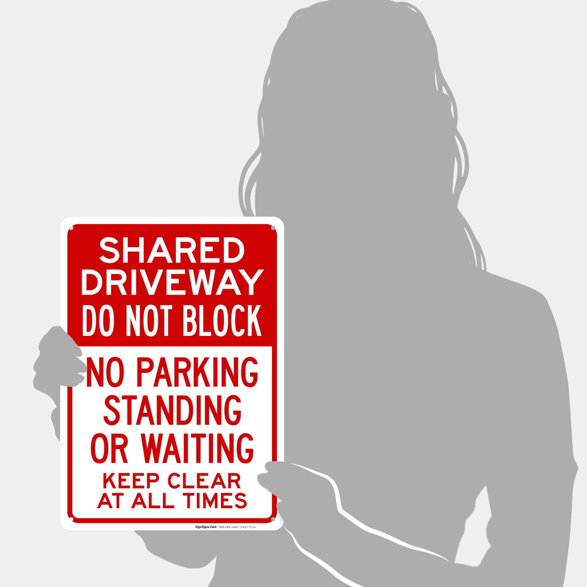 Shared Driveway Do Not Block Sign - 24x30 Inches, Aluminum, Fade Resistant, Made In USA, Keep Clear At All Times - View #6