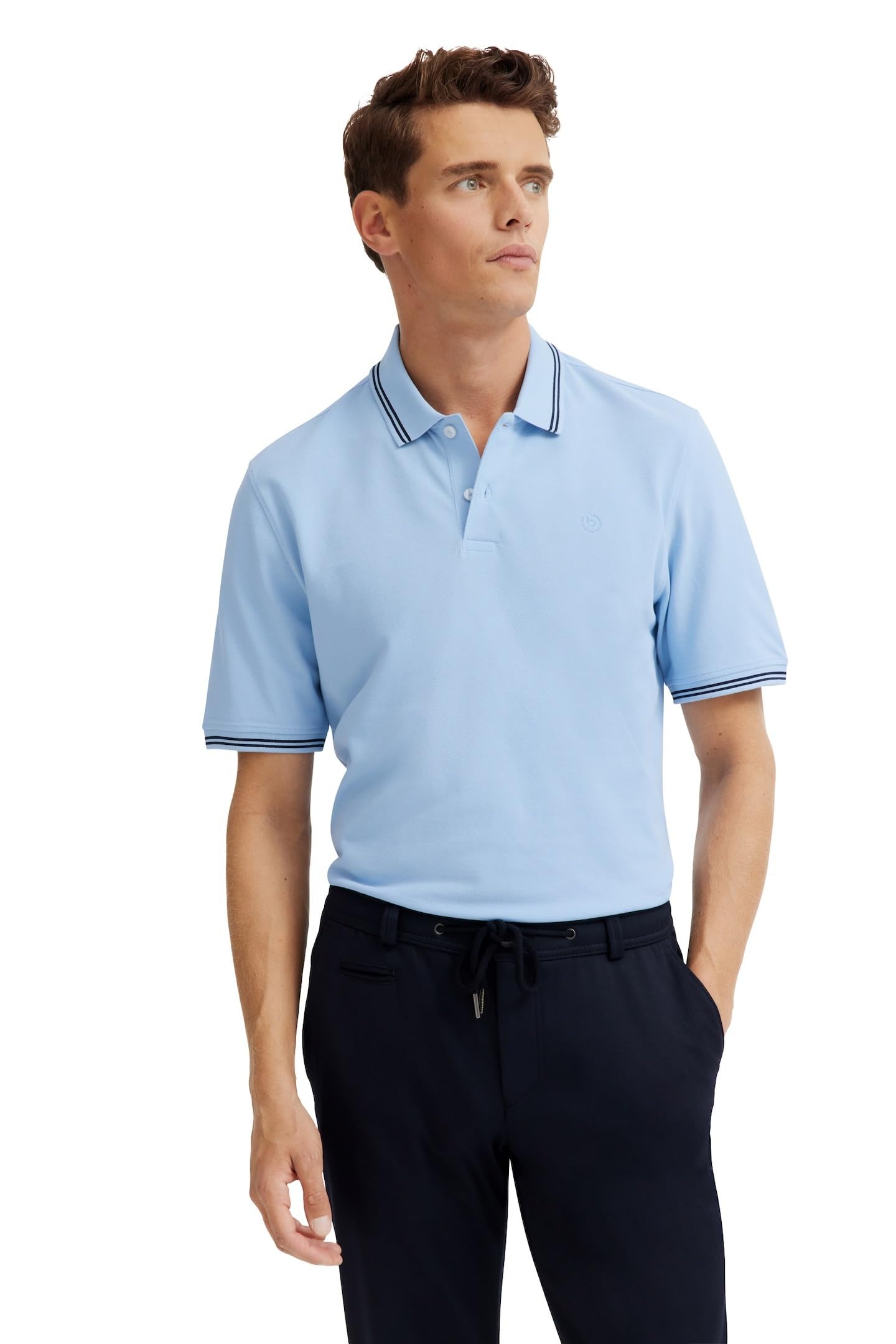 bugatti Men's Polo Short Sleeve Modern Elegant Cotton Classic Comfortable Summer Casual, 320-Light Blue, XL