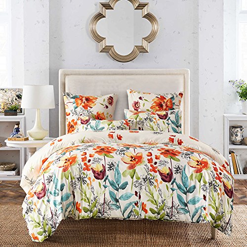 Fire Kirin Floral Duvet Cover Set With Soft Lightweight Microfiber 1 Duvet Cover And 2 Pillowcases, Colorful Flower Pattern Bedding Sets Comforter Cover (King) #TOP3