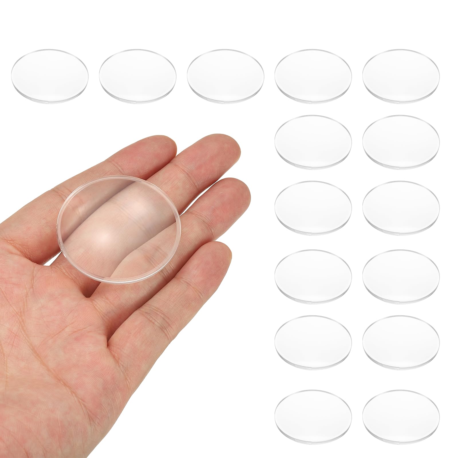 PATIKIL 15 Pack Biconvex Lens, 42mm Dia. 75mm Focal Length Optical Lenses Magnifier Paperweight Acrylic Double Convex for DIY Office Desk Home Science Experiment Telescope — image 1