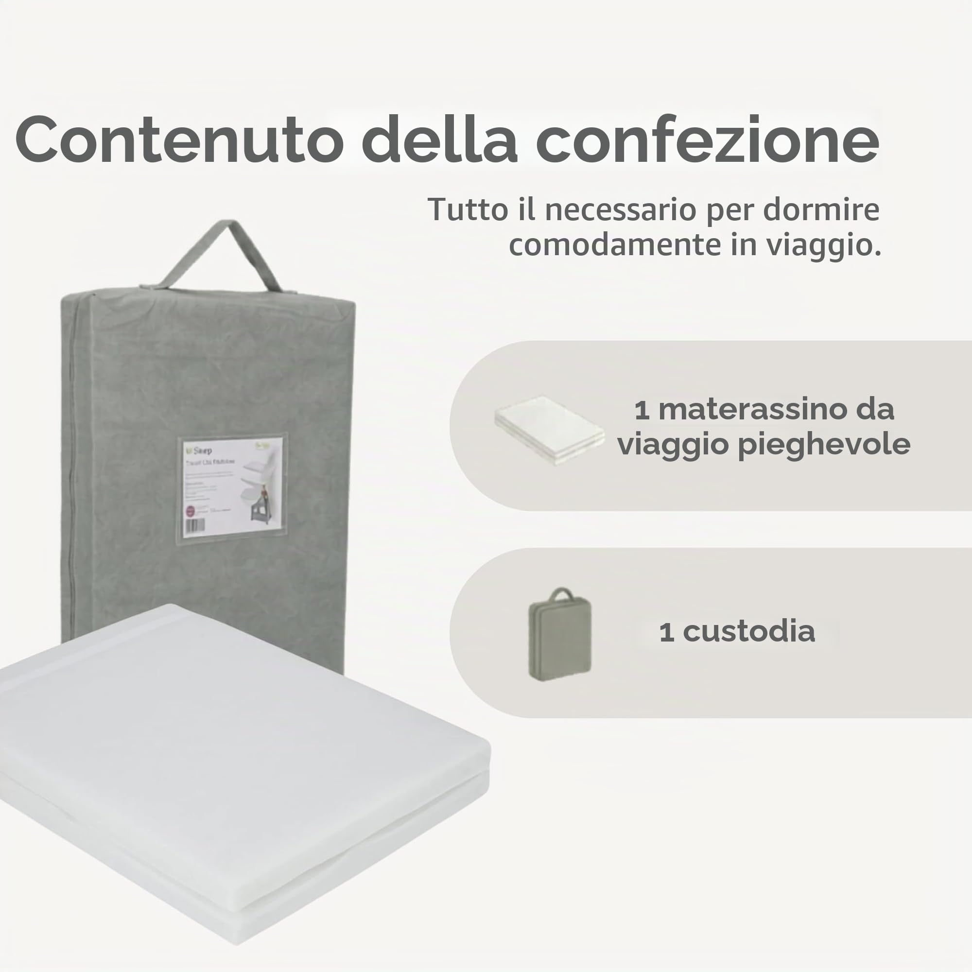 Baby Elegance Materasso per lettino da viaggio, 70 x 100 x 3 cm, design pieghevole in fibra ecologica, fodera, borsa per il trasporto, costruzione traspirante, nucleo di supporto