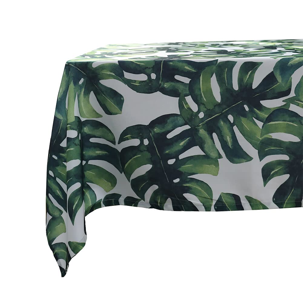 Aothpher Spill Proof Palm Leaves Tablecloth Water Resistant Polyester Washable Table Cover for Indoor/Outdoor Use, 55x 55 Inch Square