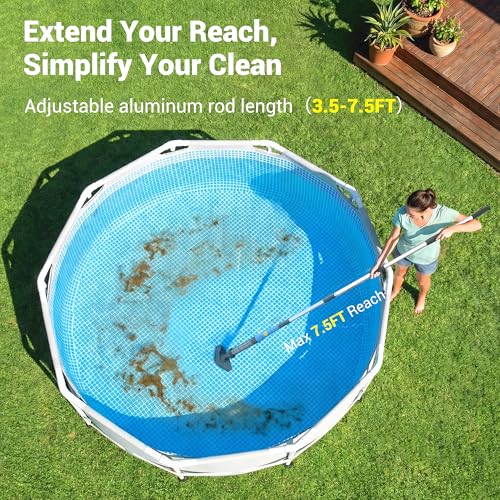 Image of Spa Vacuum for Hot Tub, Cordless Pool Vacuum for Above Ground Pool, Lightweight Handheld Pool Cleaner with 2 Brush Heads, Rechargeable Stick Spa Cleaner (Blue)