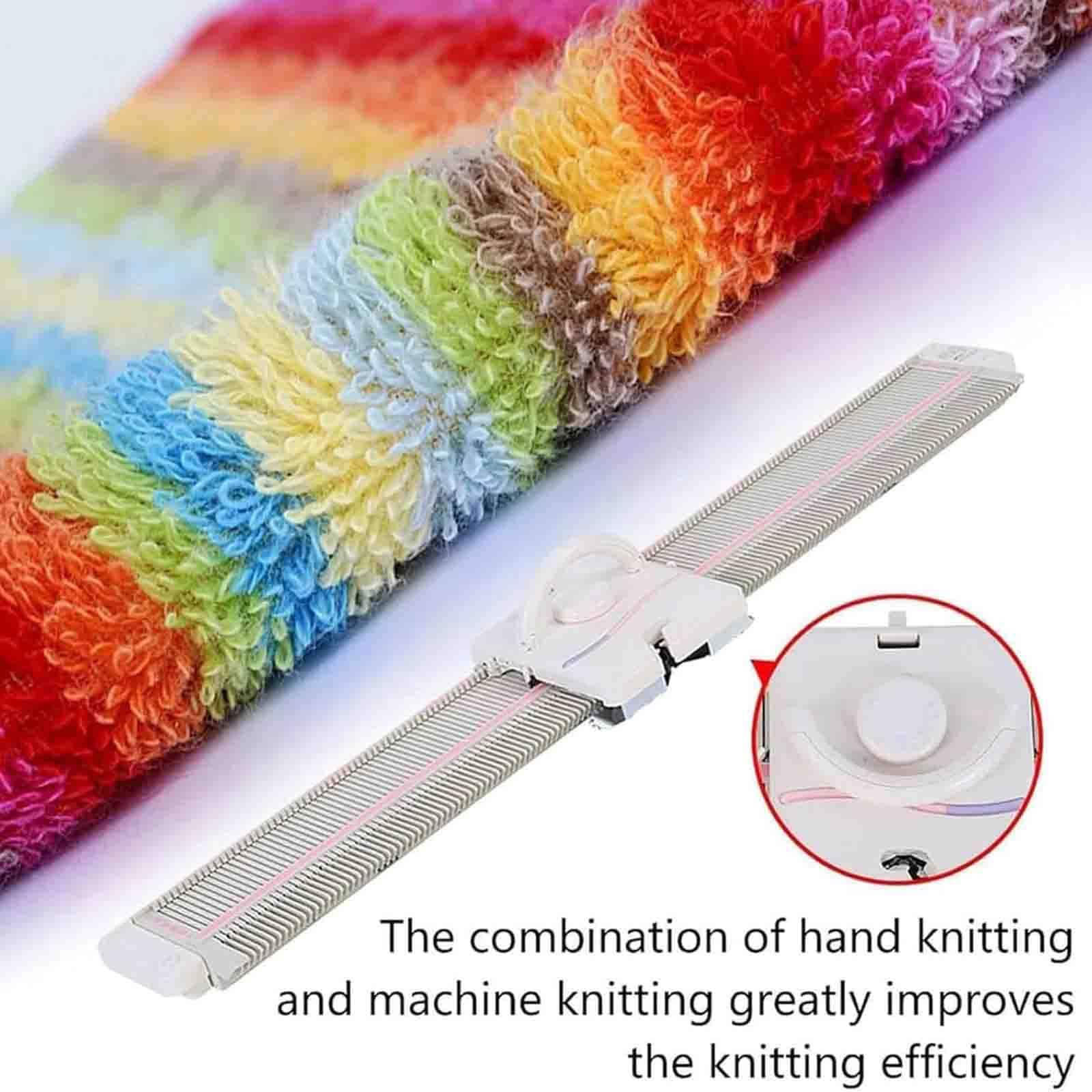 Máquina De Tejer Calibre Medio 6,5 mm 150 Puntadas,Portátil y Eficiente en Plástico con Accesorios Completos,para Fabricar Suéteres,Calcetines,Sombreros y Bufandas en Casa