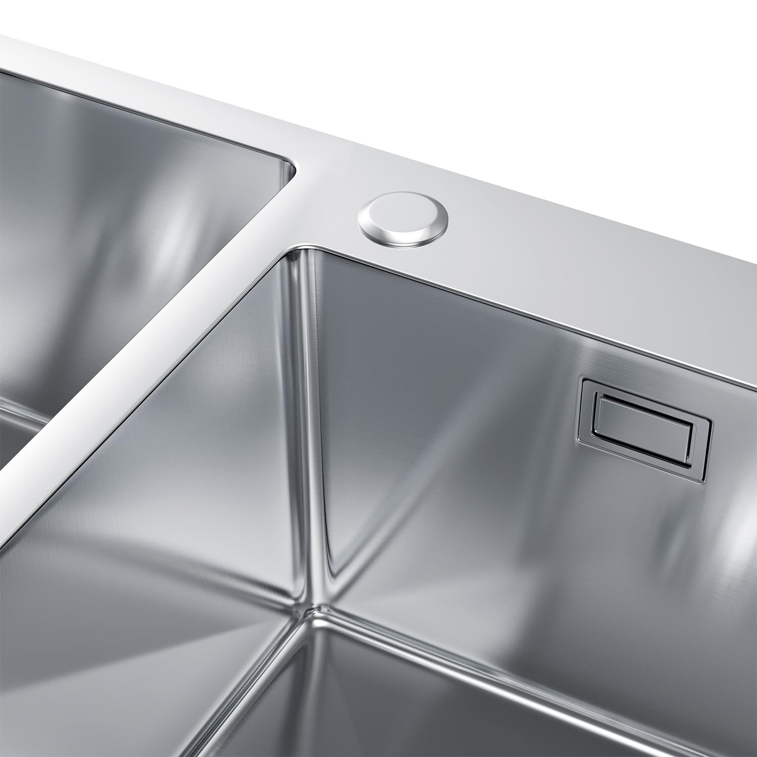 Fregadero de cocina de acero inoxidable, 78 x 45 cm, doble lavabo con juego de sifón