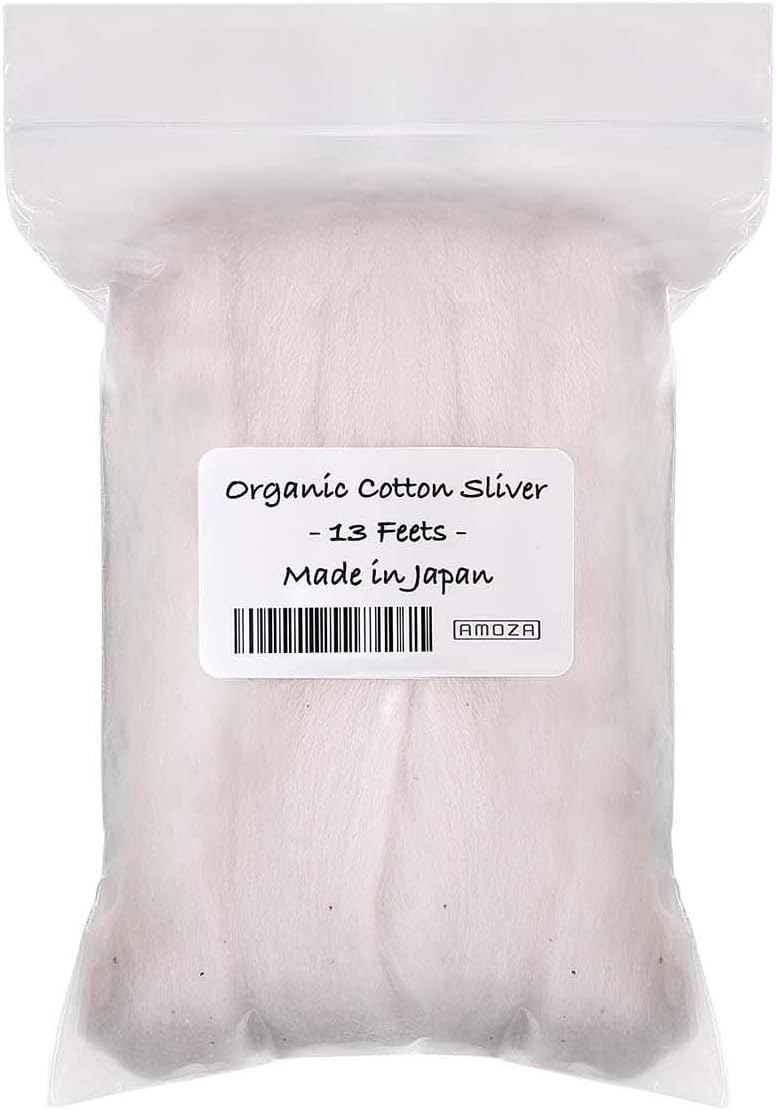 Japanese Organic Cotton Sliver 13 Feets 100% Organic Unbleached [Made in Japan] (1 Pack)